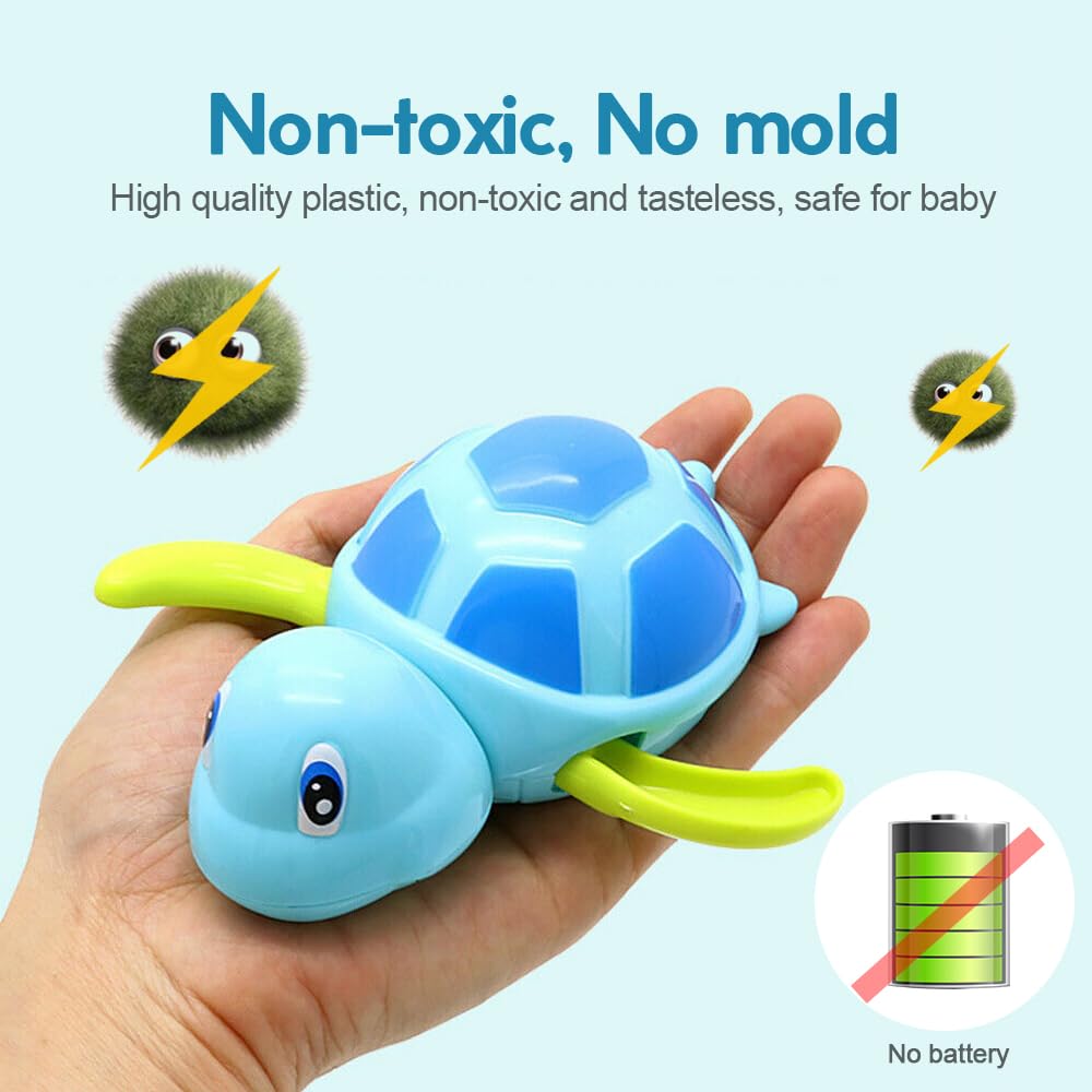 Bath Toys for Toddlers 1 2 3 4 5 Years Old,Pool Toys for Kids,Baby Funny Wind Up Swimming Turtle Bath Toy,Cute Floating Bathtub Water Toys,Gift for Preschool Child Boys Girls (3 Pcs) - Medaid International