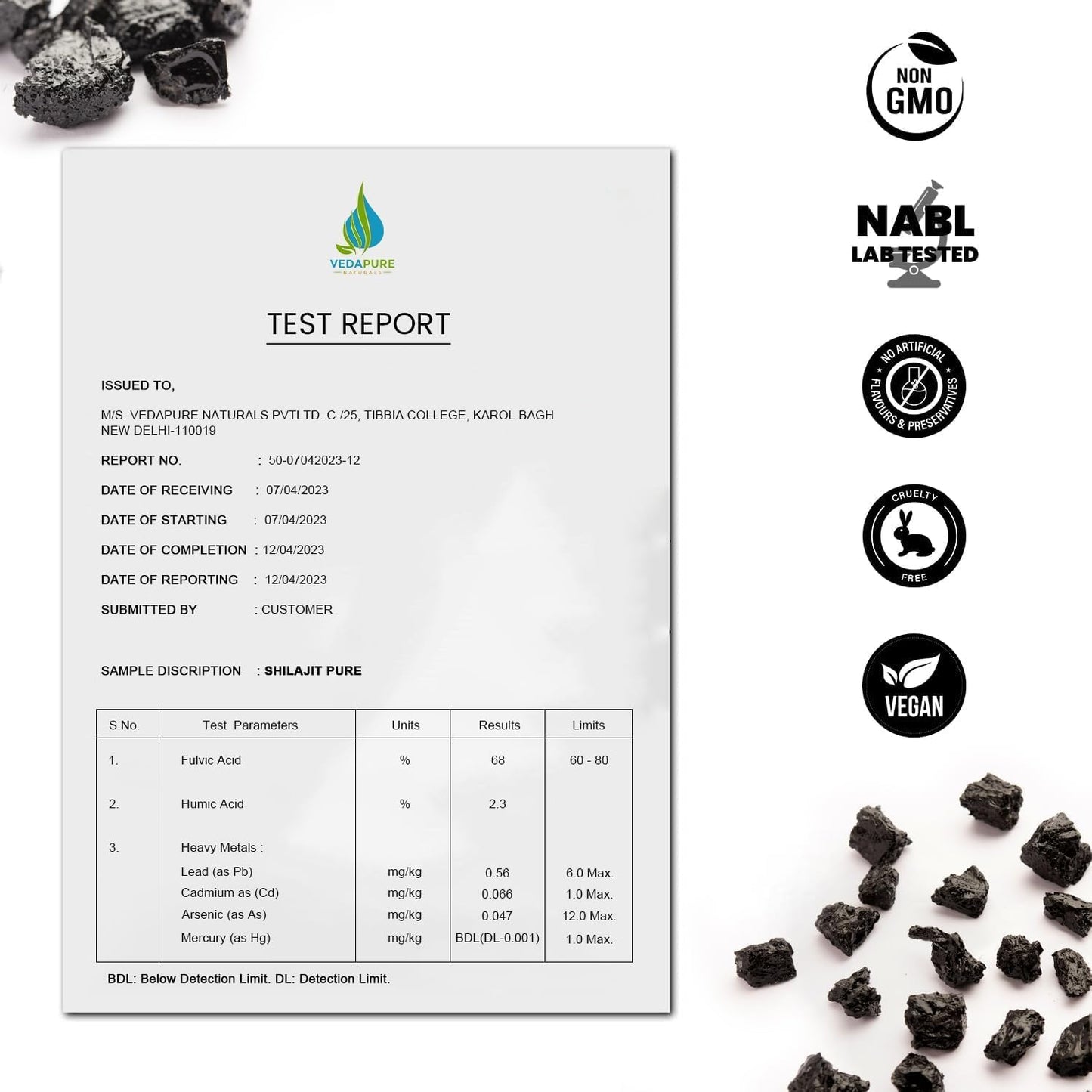 Vedapure Natural Shilajit/Shilajeet with Safed Musli & Ashwagandha Extracts - 1000mg 60 Capsules - Medaid International