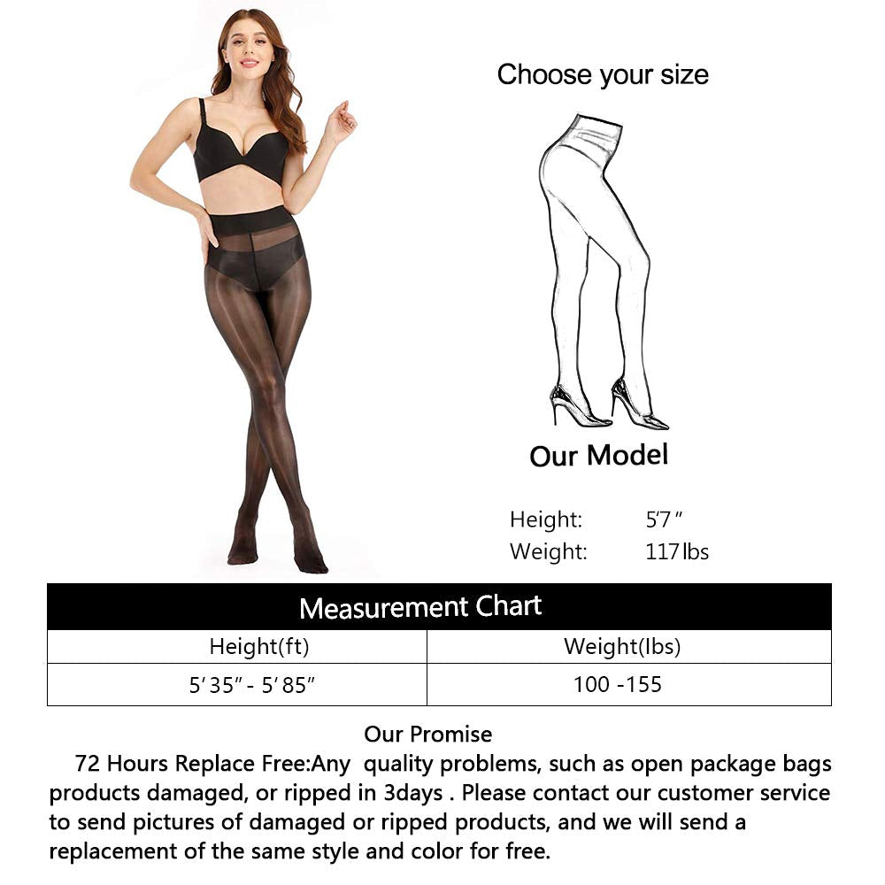 ARRUSA Women's Super Sexy Shiny Sheer Control Top Footed Tights Silk Stockings Ultra Shimmery High Waist Pantyhose - Medaid International