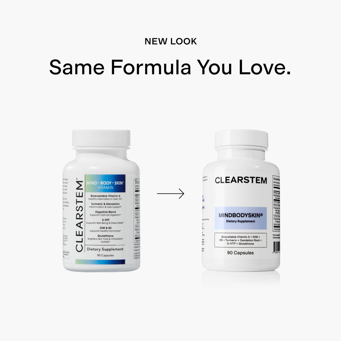 CLEARSTEM - MINDBODYSKIN Hormonal Acne Supplement (5-HTP) - Natural DIM Supplement - Skin Care Vitamins - Hormone Balance, Antioxidants - Gluten Free, Cruelty Free - 30 Servings, 90 Capsules - Medaid International