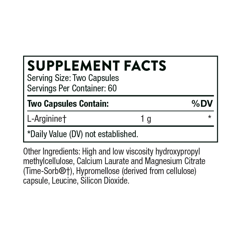 THORNE - L-Arginine Sustained Release (Formerly Perfusia-SR) - Support Heart Function, Nitric Oxide Production, and Optimal Blood Flow* - 120 Capsules - 60 Servings - Medaid International
