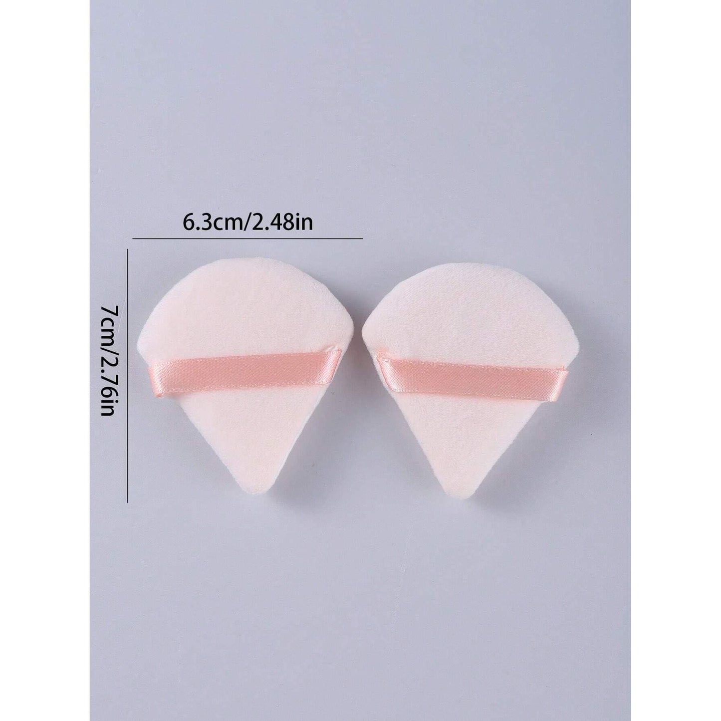 2pcs Triangle Shaped Loose Powder Puff, Made Of Ultra Soft Velvet, Designated For Contouring, Eye And Corner Areas, Beauty Blender Foundation Mixing Container - Medaid International