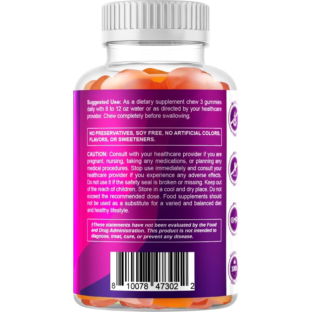 Vitamatic Prebiotic Fiber Gummies for Adults – 7g Fiber per Serving – 60 Pectin-Based Gummies Extra Strength, Zero Sugar Added – Supports Digestive Health & Regularity – Non-GMO, Vegan, Gluten-Free - Medaid International