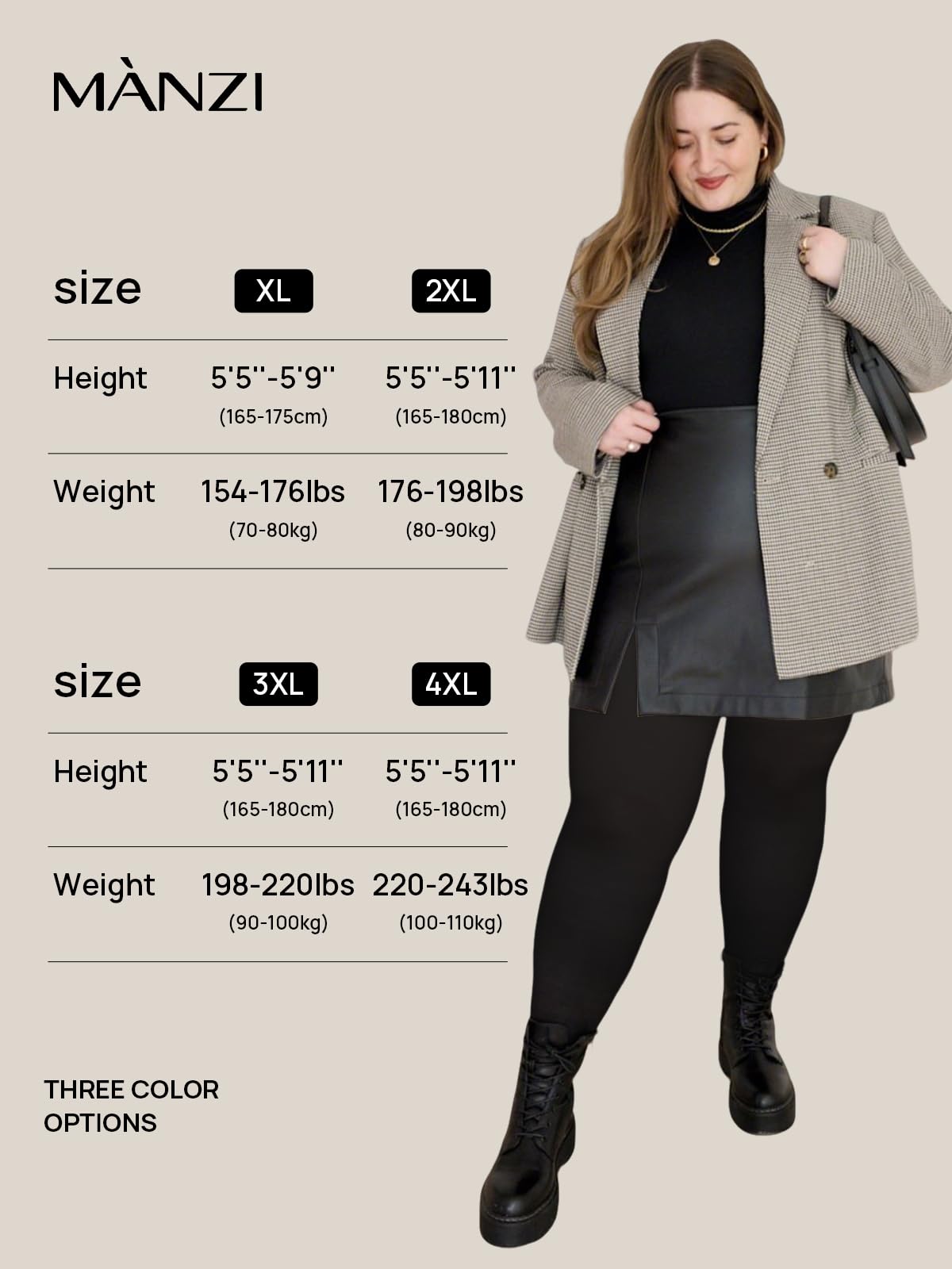 MANZI Women's Control Top Plus Size Tights for Women High Waist Opaque Pantyhose 2 Pairs Black XXX-Large - Medaid International