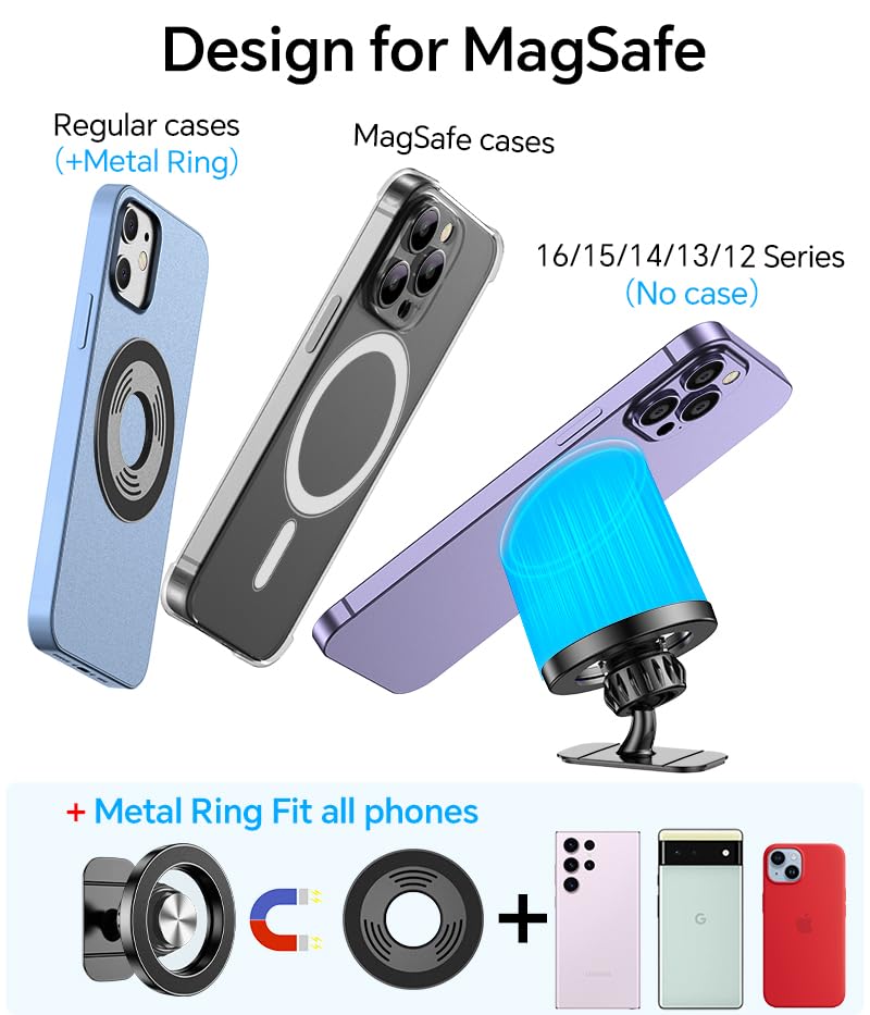 Kaistyle for Magsafe Car Mount【20 Strong Magnets】Magnetic Phone Holder for Car Phone Holder Mount Dash Mounted Holders Cell Phone Holders for Your Car Accessories for Women Men for iPhone 17 16 15 14 - Medaid International