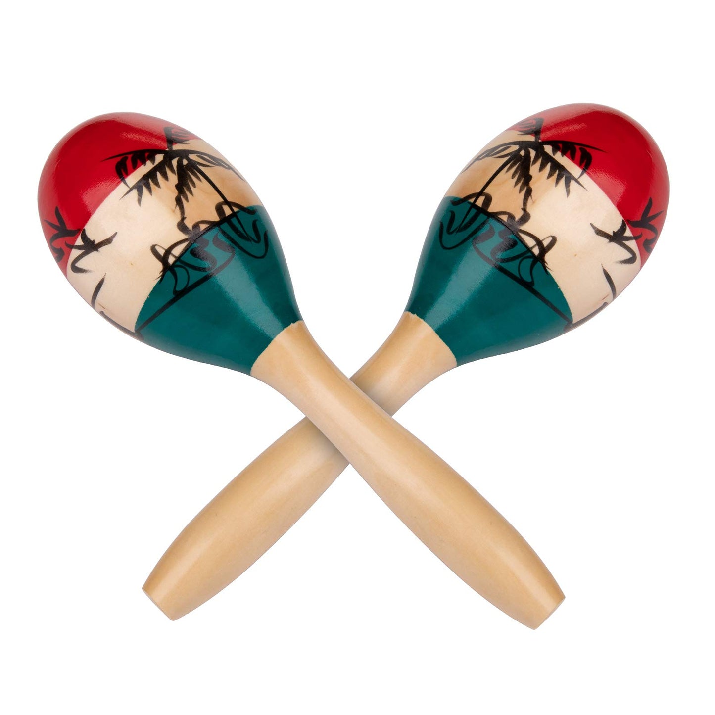 Foraineam 4 Pack Wood Maracas Musical Painted Wooden Maraca Hand Percussion Instrument - Medaid International
