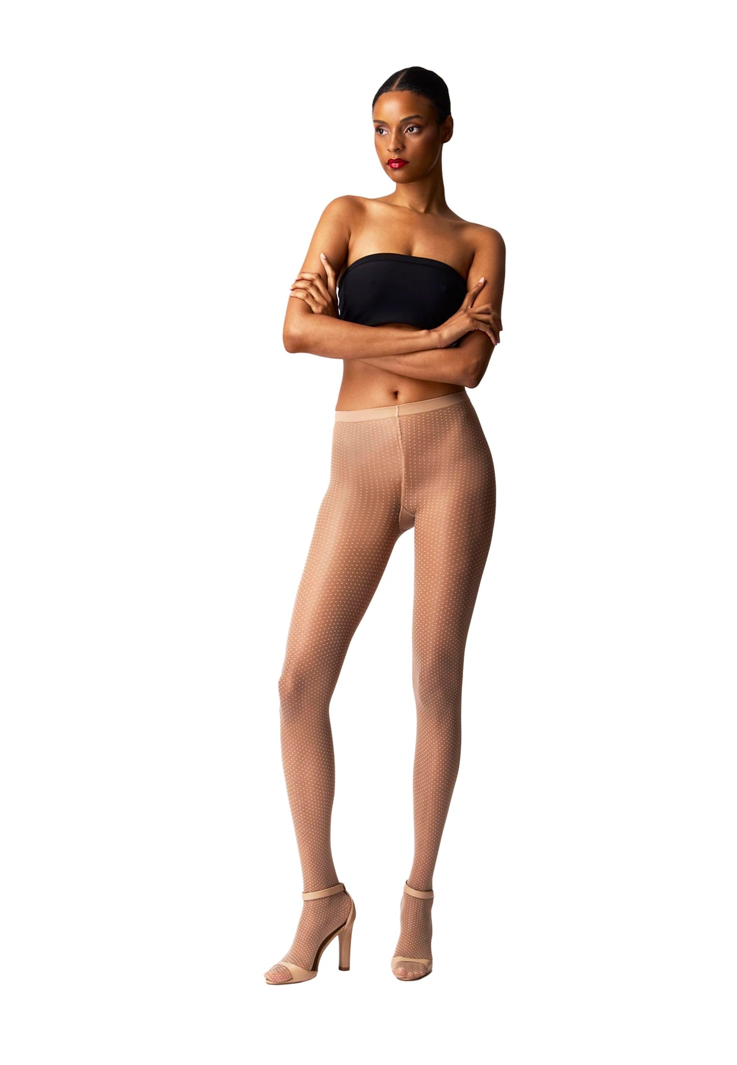 Wolford Mini Dot Tights for Women Sheer Opaque Matt Finish Pantyhose with Micro Dot Pattern Soft Knitted Waistband 20 Den Fairly Light/White X-Small - Medaid International