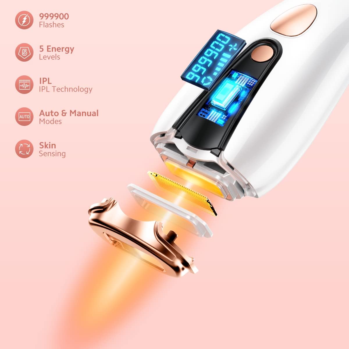 Laser Hair Removal for Women and Men, at Home Permanent Hair Remover Machine,Upgraded to 999,900 Flashes, IPL Hair Removal Device for Facial Legs Arms Bikini Line Whole Body, Corded - Medaid International