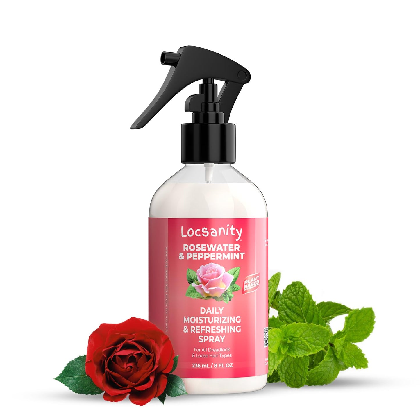 Locsanity Daily Moisturizing Refreshing Spray for Locs, Dreadlocks - Rose Water and Peppermint Hair Scalp Moisturizer, Dreadlock Spray - Natural Loc Care and Maintenance (8oz) - Medaid International