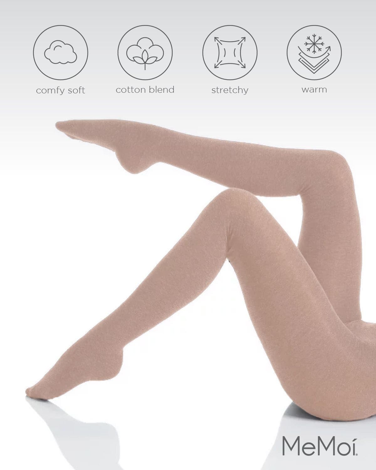 MeMoi - Sweater Flat Knit Tights, Lt Taupe Heather, Medium / Large - Medaid International