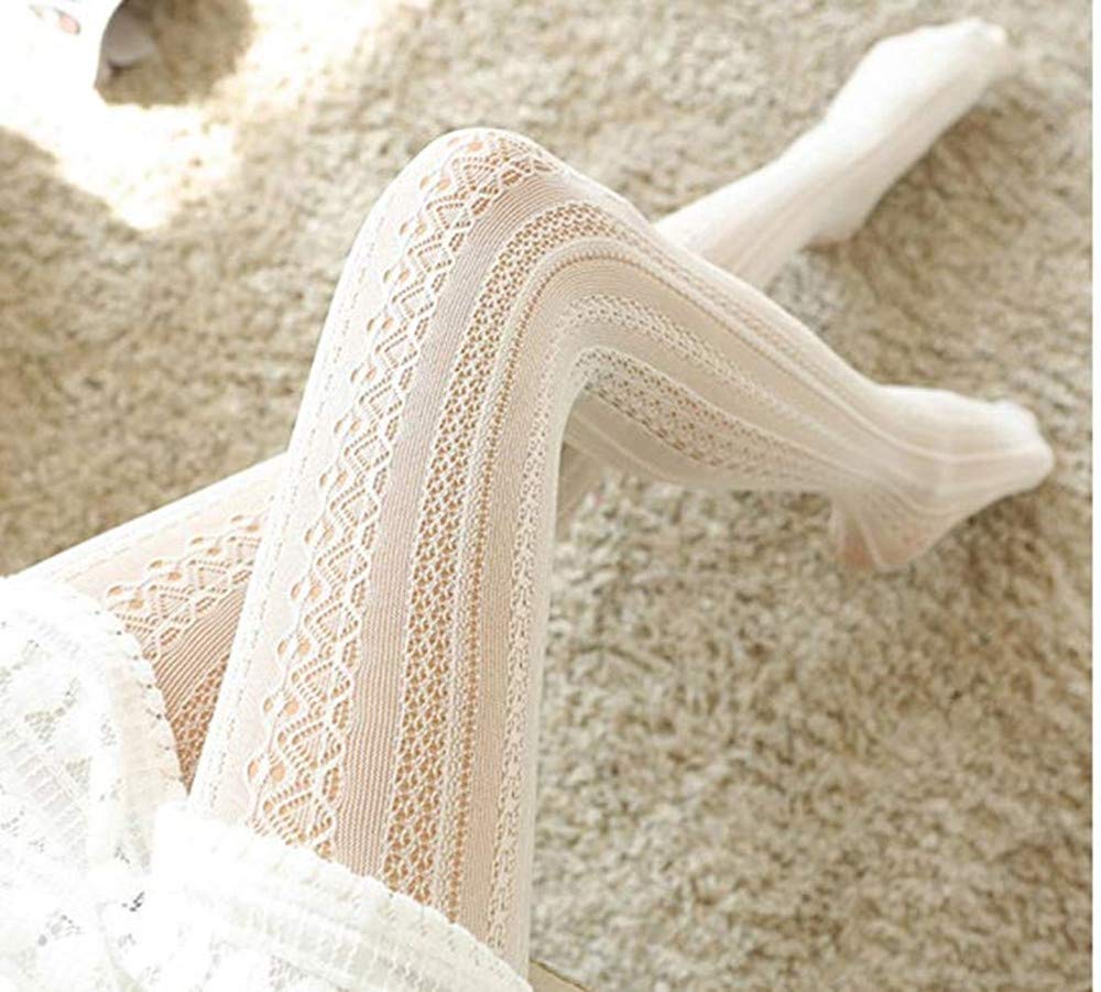 SurBepo Women Fishnet Hollow Out Knitted Patterned Thick Warm Stockings Tights Vertical Strips Pantyhose For Female(A-White,One Size) - Medaid International