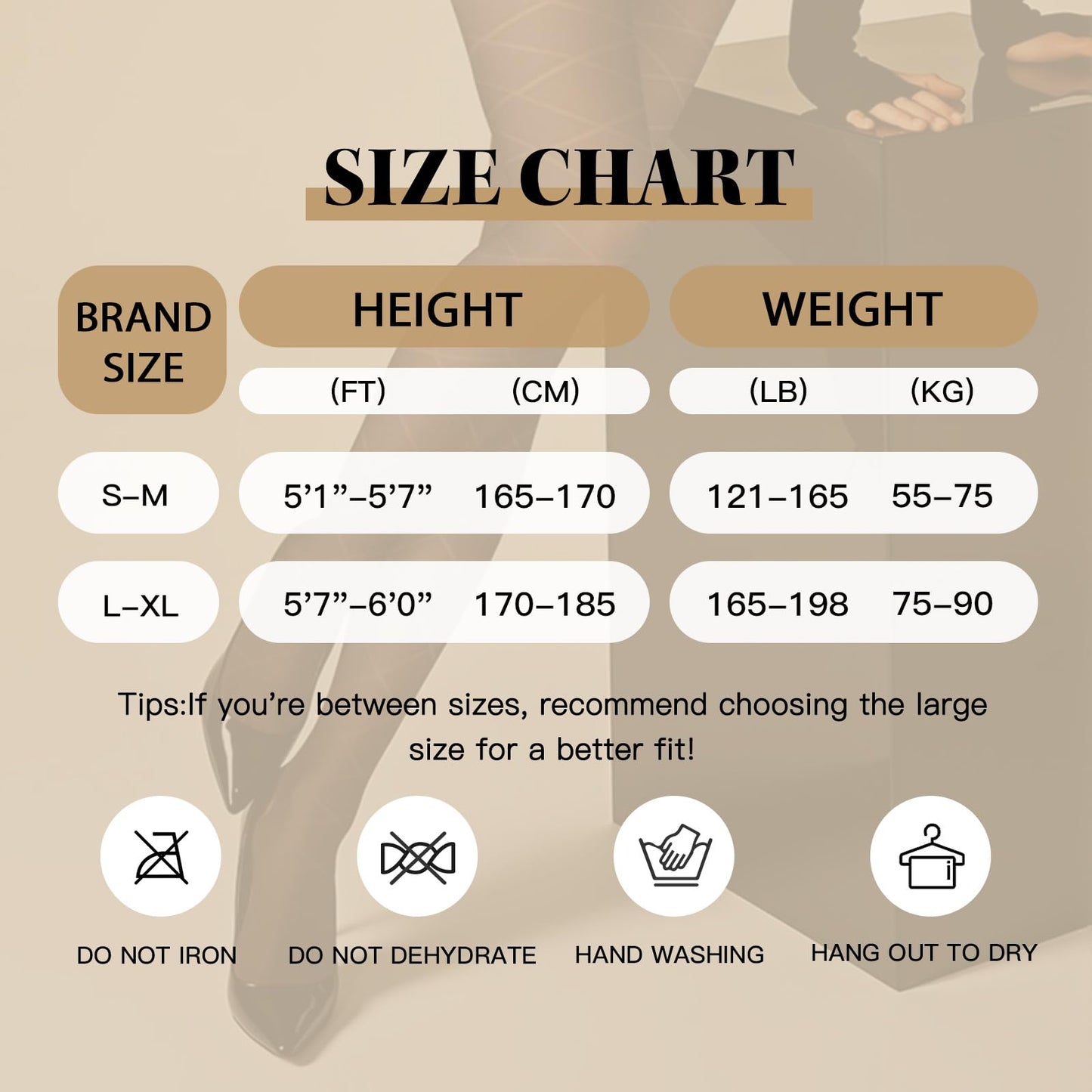 MANZI Diamond Patterned Control Top Tights Checkered Tummy Control Pantyhose 50 Denier Black Small-Medium - Medaid International