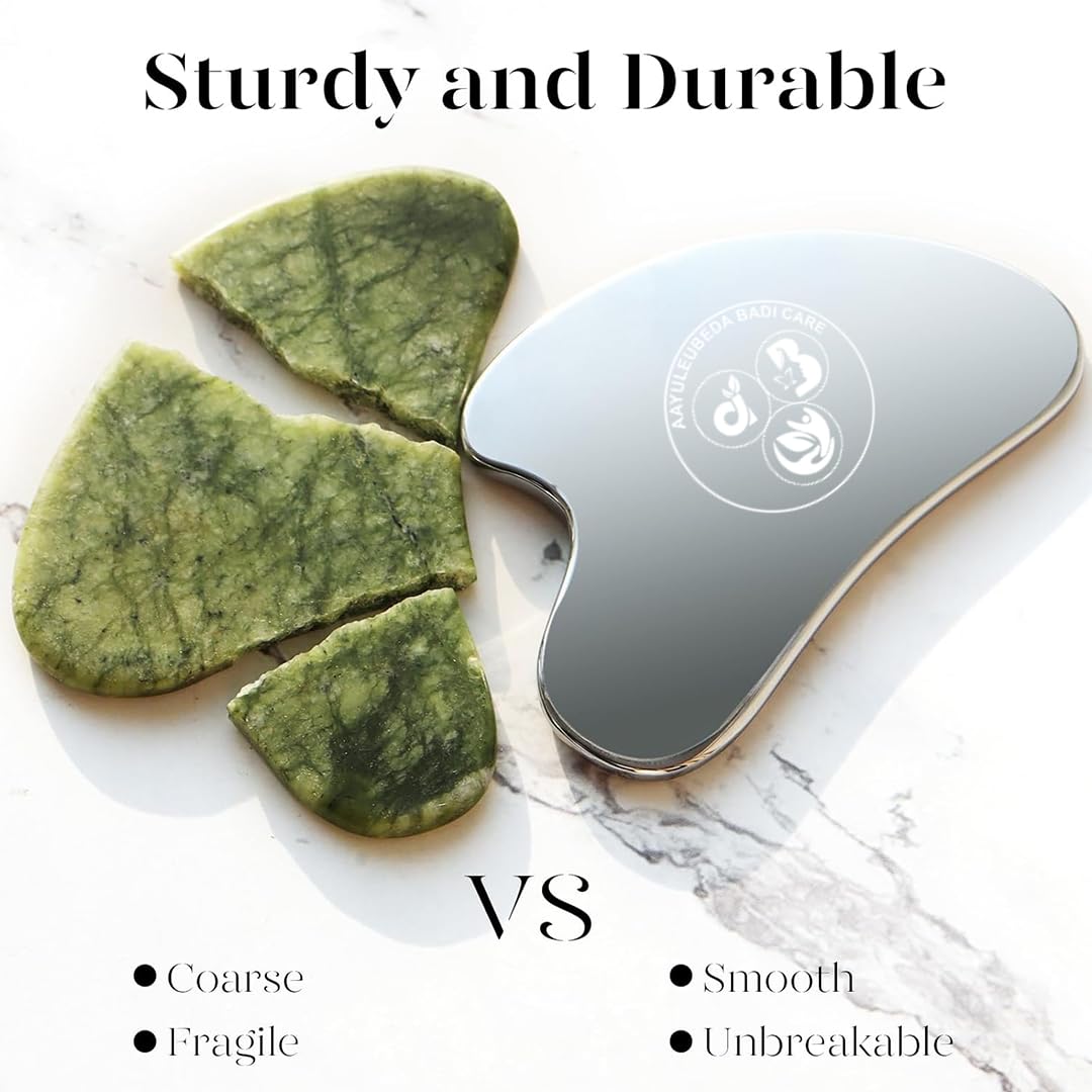 Aayuleubeda Badi Care ABC Gua Sha Stainless Steel Tool for Face, Massage Scraper for Facial Skin Care (Pack of 1) - Medaid International