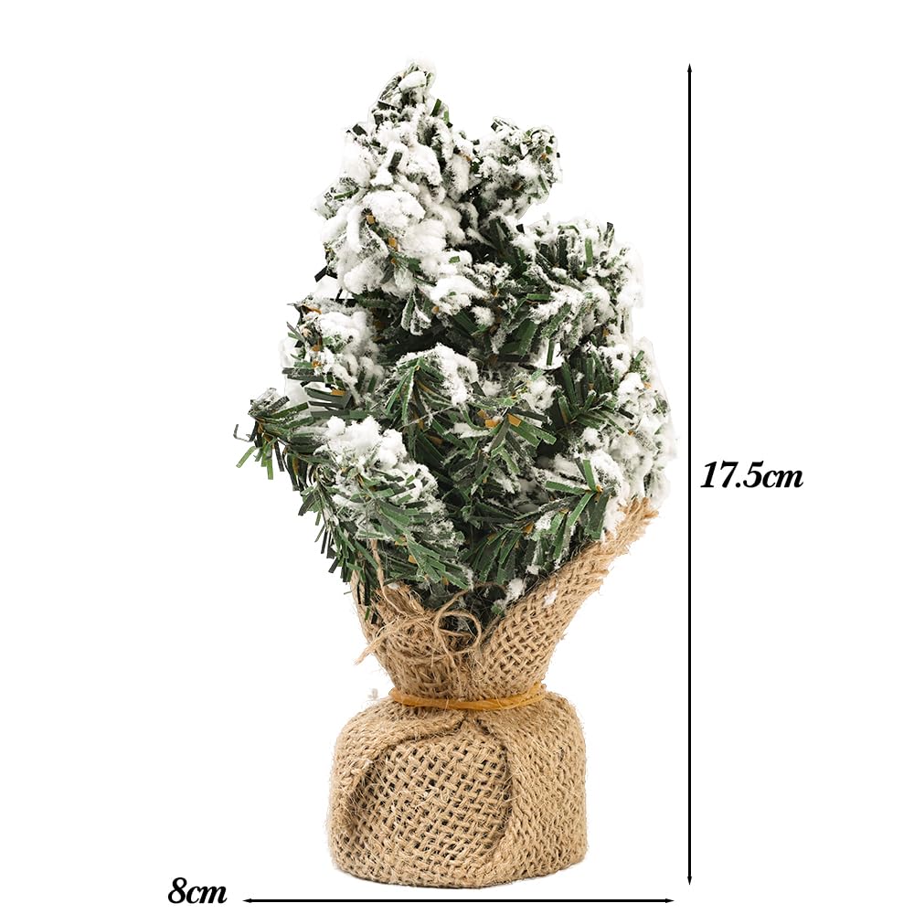 1 Piece Mini Spray Snow Christmas Tree Handmade Xmas Tree Ornament Plastic Artificial Pine Tree Festival Home Tabletop Decor 17.5 * 8 * 7cm - Medaid International