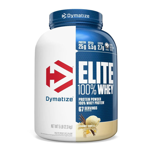 Dymatize Elite 100% Whey Protein Powder, Vanilla, 25g of Protein, 5.5g BCAAs, Less Than 140 Cal., Gluten Free, 2g Carb, 2g Sugar, 3g Fat (67 Servings) - Medaid International