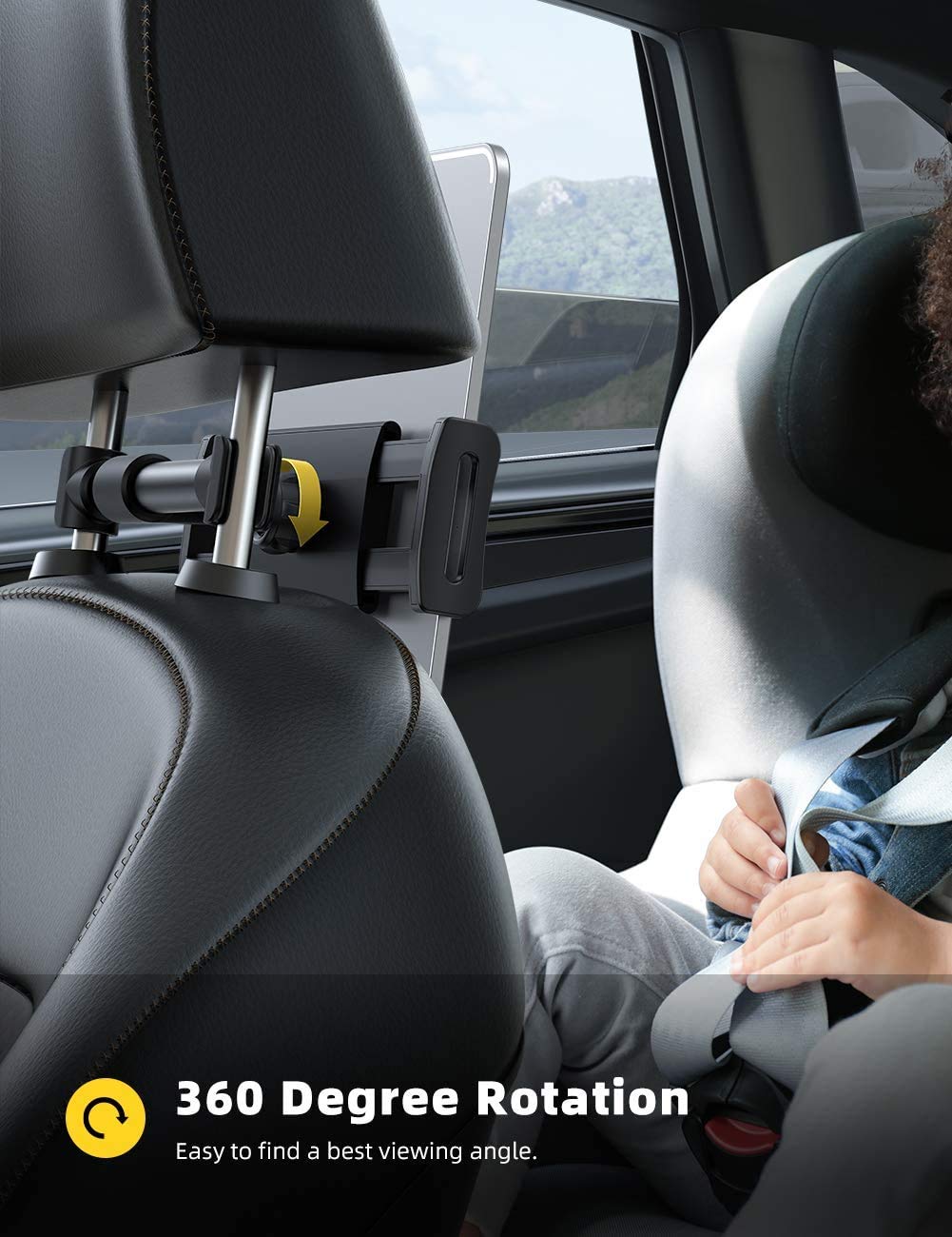 Lamicall Car Headrest Mount, Tablet Headrest Holder - Stand Cradle Compatible with iPad Pro Air Mini, Galaxy Tabs, Other 4.7-10.5" Cellphones and Tablets - Black - Medaid International
