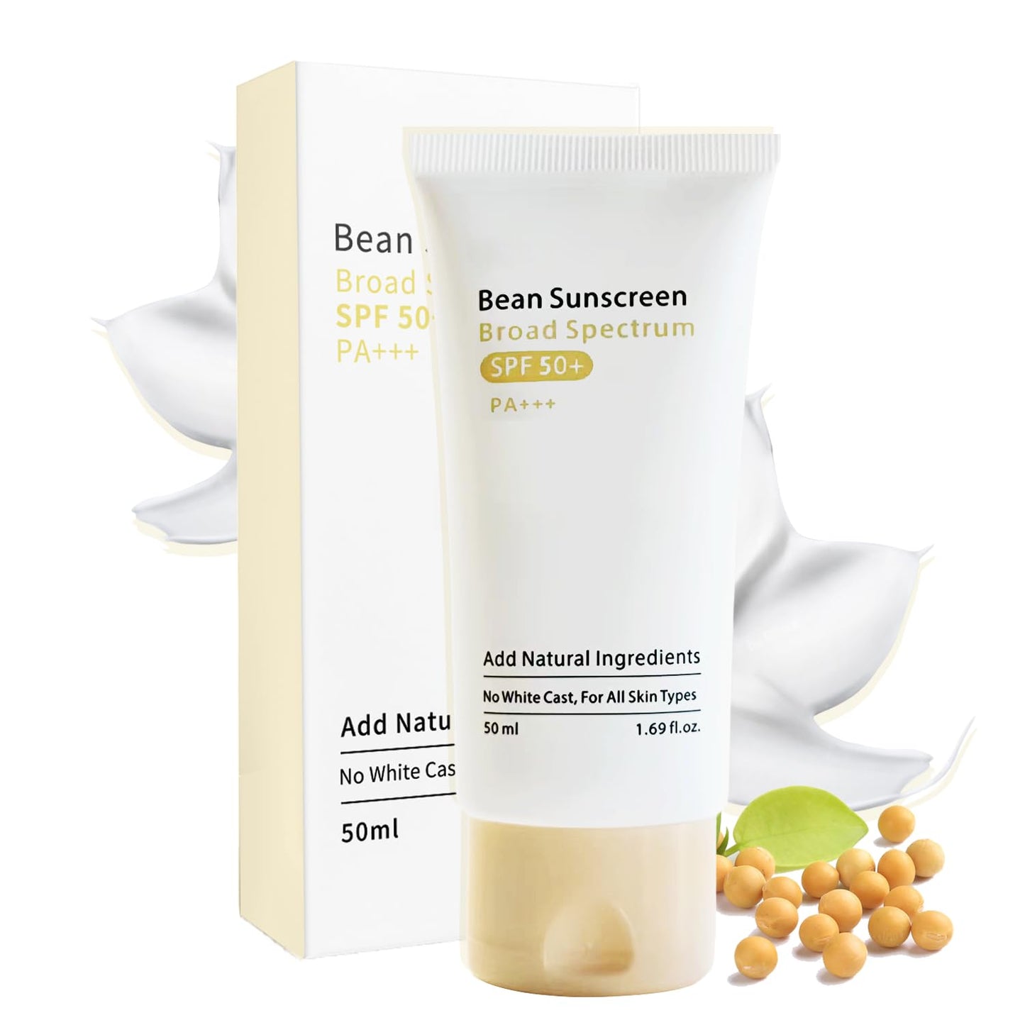 Bean Sunscreen SPF 50 PA 1.69 Fl Oz, Airy Lightweight Face Sunscreen, No White Cast, Hydrating Sun Cream for Sensitive Skin, Korean Glass Skin Sun Protection (01) - Medaid International