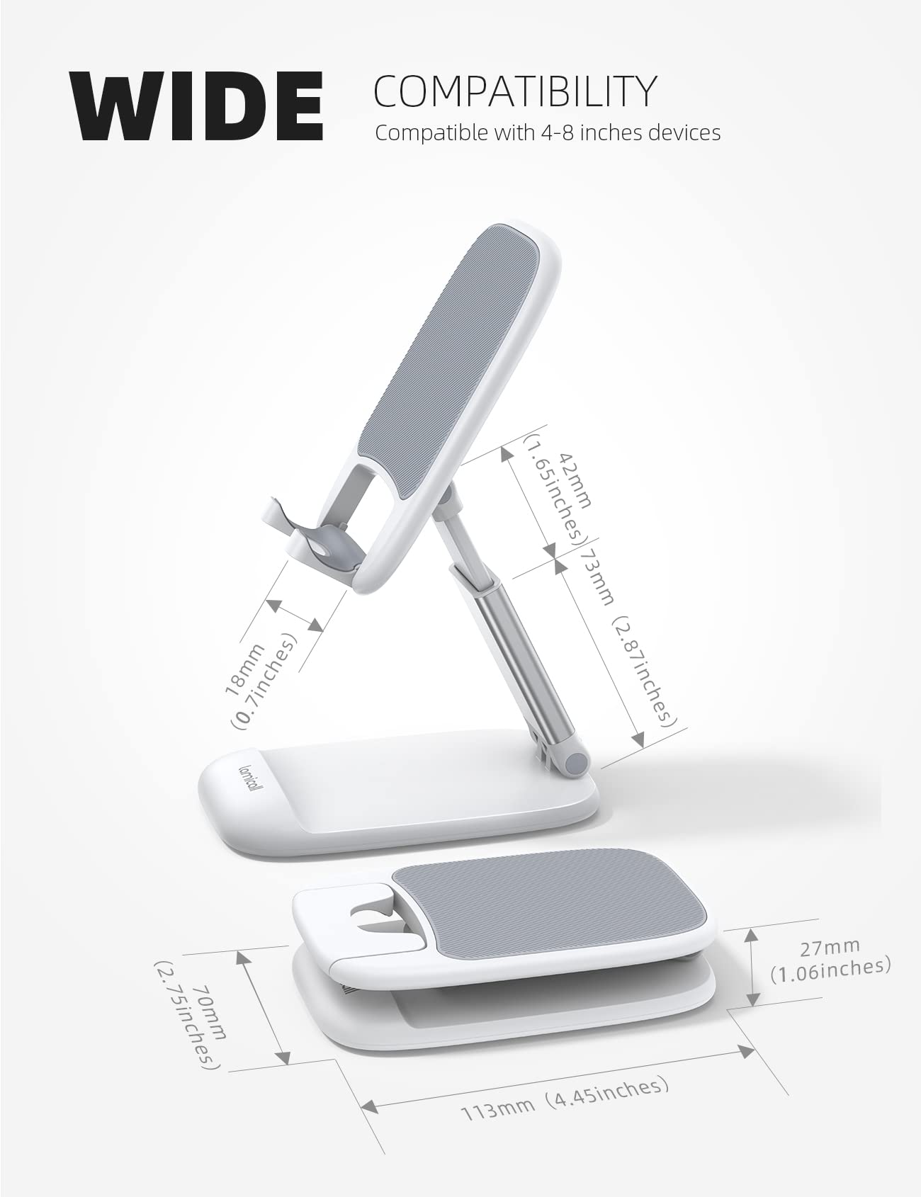 Lamicall Car Phone Mount & Foldable Phone Stand White -Bundle - Medaid International