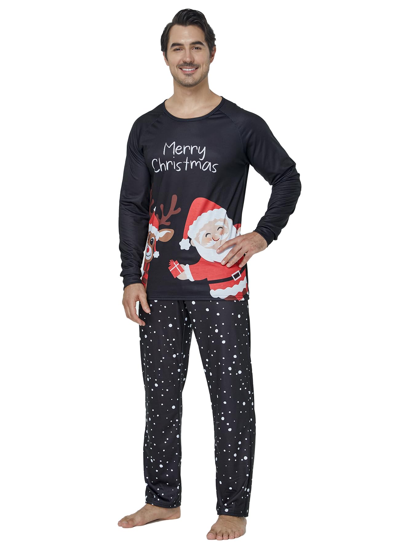 VENTELAN Family Matching Christmas Pajamas Set Holiday Santa Claus Sleepwear Xmas PJS Set for Couples and Kids,Men,2XL - Medaid International