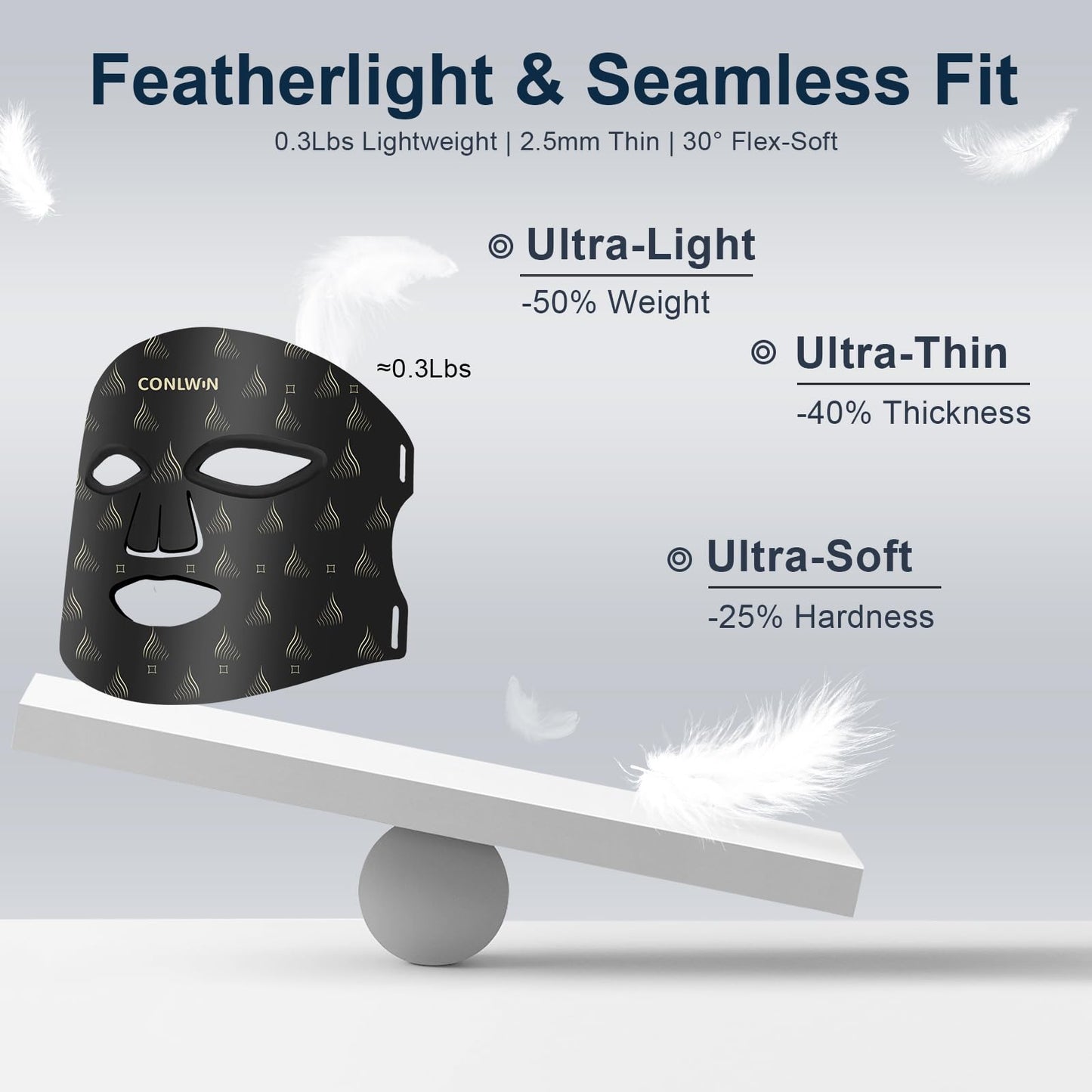 CONLWIN Red Light Therapy Mask for Face, 8 Modes Ultra Lightweight Red Light Mask with 850nm Near Infrared, 2000mAh Rechargeable Portable LED Face Mask Light Therapy with Timer for Anti-Aging at Home - Medaid International