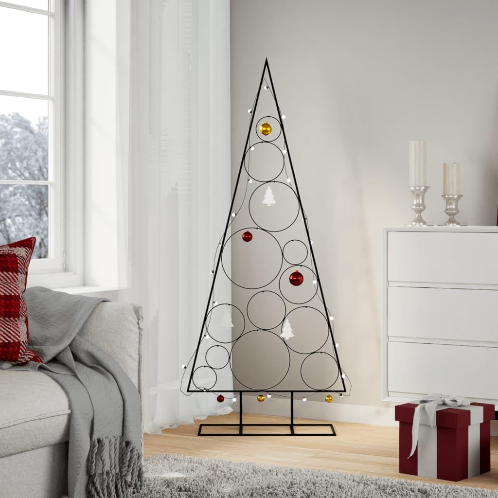 vidaXL Metal Christmas Tree Black Powder-coated steel 59.1 in tall - Medaid International