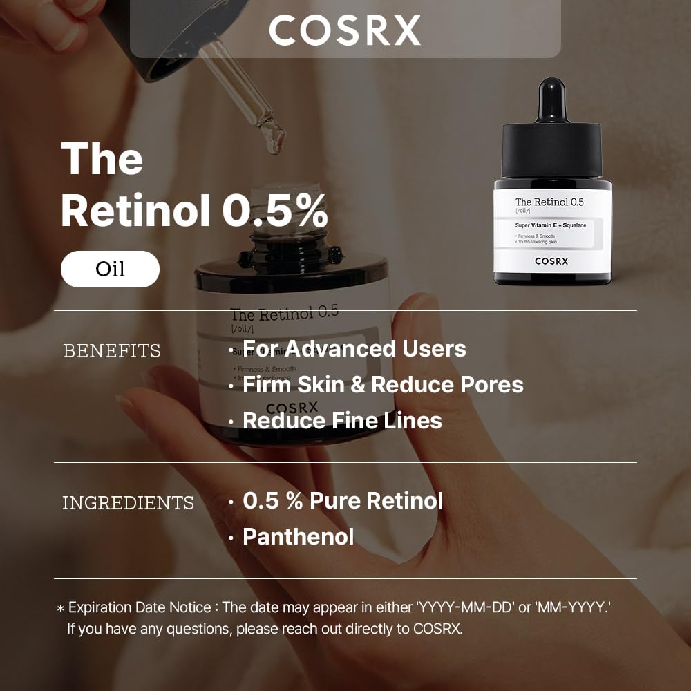 COSRX Retinol 0.5 Oil, Anti-aging Serum with 0.5% Retinoid Treatment for Face, Reduce Wrinkles, Fine Lines, & Signs of Aging, Gentle Skincare for Day & Night, Not Tested on Animals, Korean Skincare - Medaid International