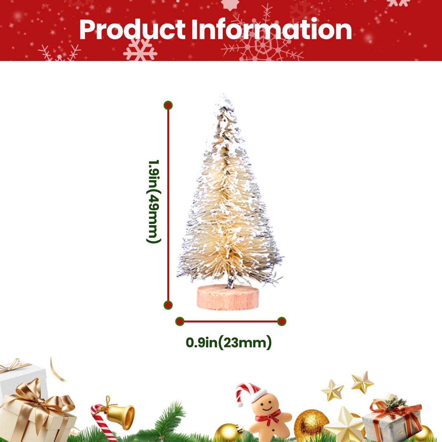 24PCS Christmas Tree - 1.77" Mini Artifical Christmas Decorations, Tower Pine for Indoor Holiday Party Decor & Village Home Table DIY Craft (Green, White) - Medaid International