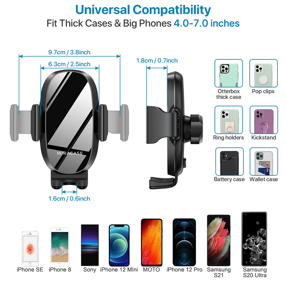 Miracase [Upgraded Version Cup Phone Holder for Car, Universal Adjustable Long Neck Car Phone Mount Cradle Friendly Compatible with iPhone Samsung Google and All 4.0-7.0 inches Smartphones - Medaid International