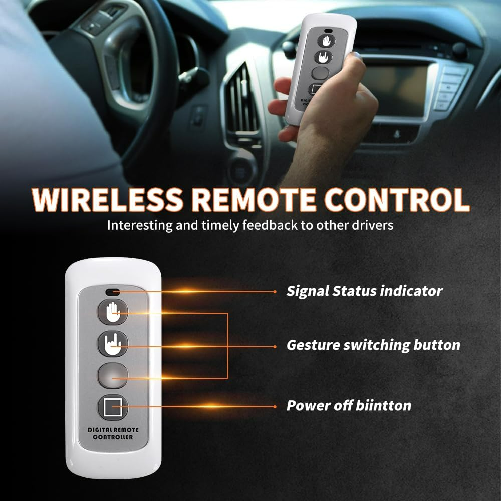 LED Hand Signal Car 3 Modes Middle Finger for Car Rear Window Road With Remote Control - Medaid International