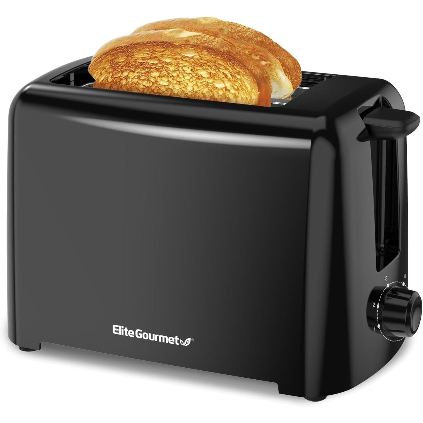 Elite Gourmet ECT1027B Cool Touch Toaster with 6 Temperature Settings & Extra Wide 1.25" Slots for Bagels, Waffles, Specialty Breads, Puff Pastry, Snacks, ETL Certified, 2 Slices, Black - Medaid International