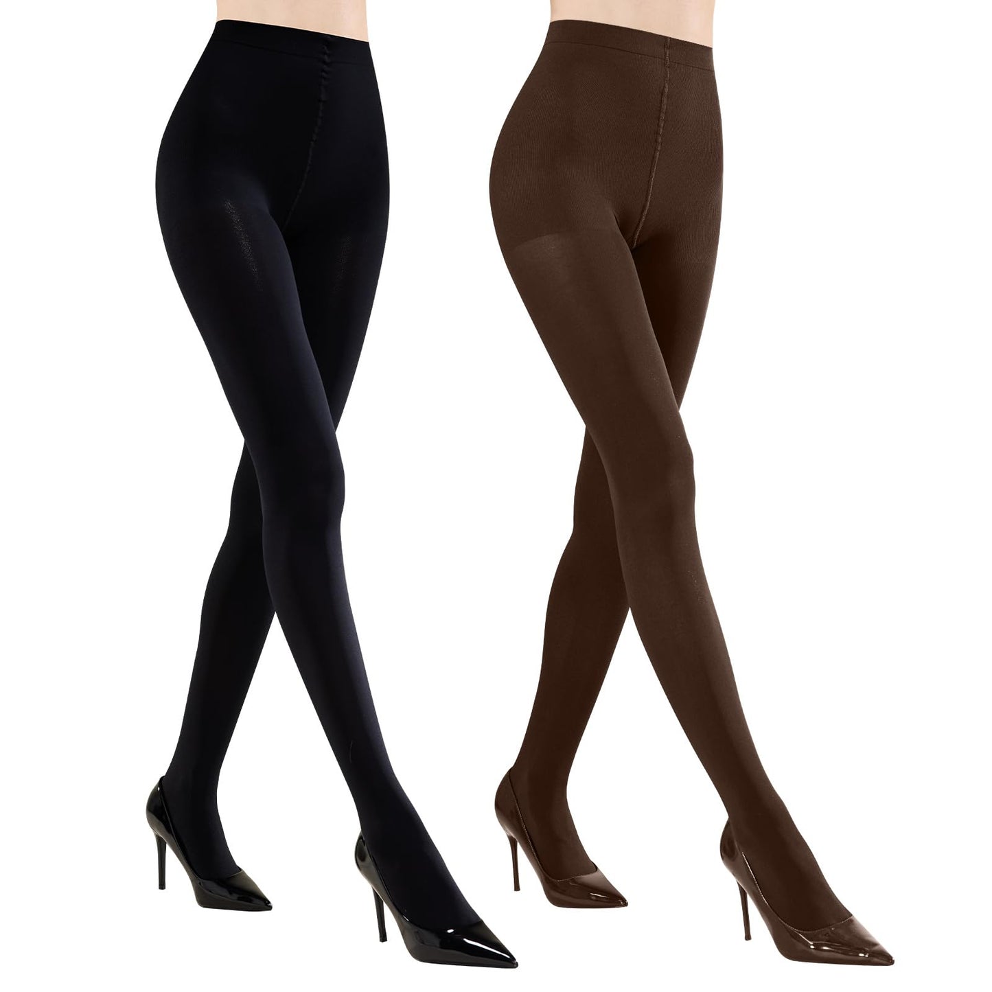 MANZI 2 Pairs Women's Run Resistant Control Top Panty Hose Opaque Tights - Medaid International