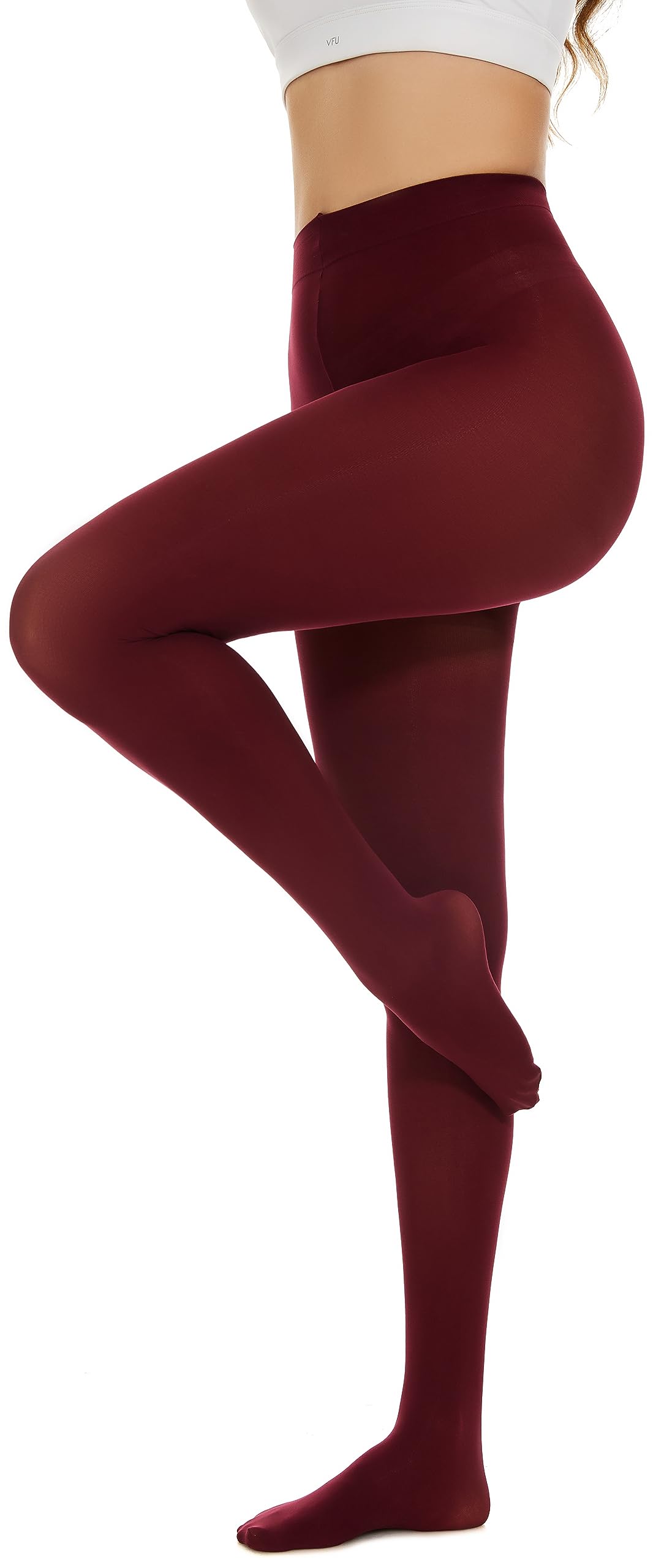 Hiltzo 80D Women's Tights Opaque Ultra Soft Solid Color Stretchable High Waist Footed Pantyhose with 25 Colors Wine Red-Small-Medium - Medaid International
