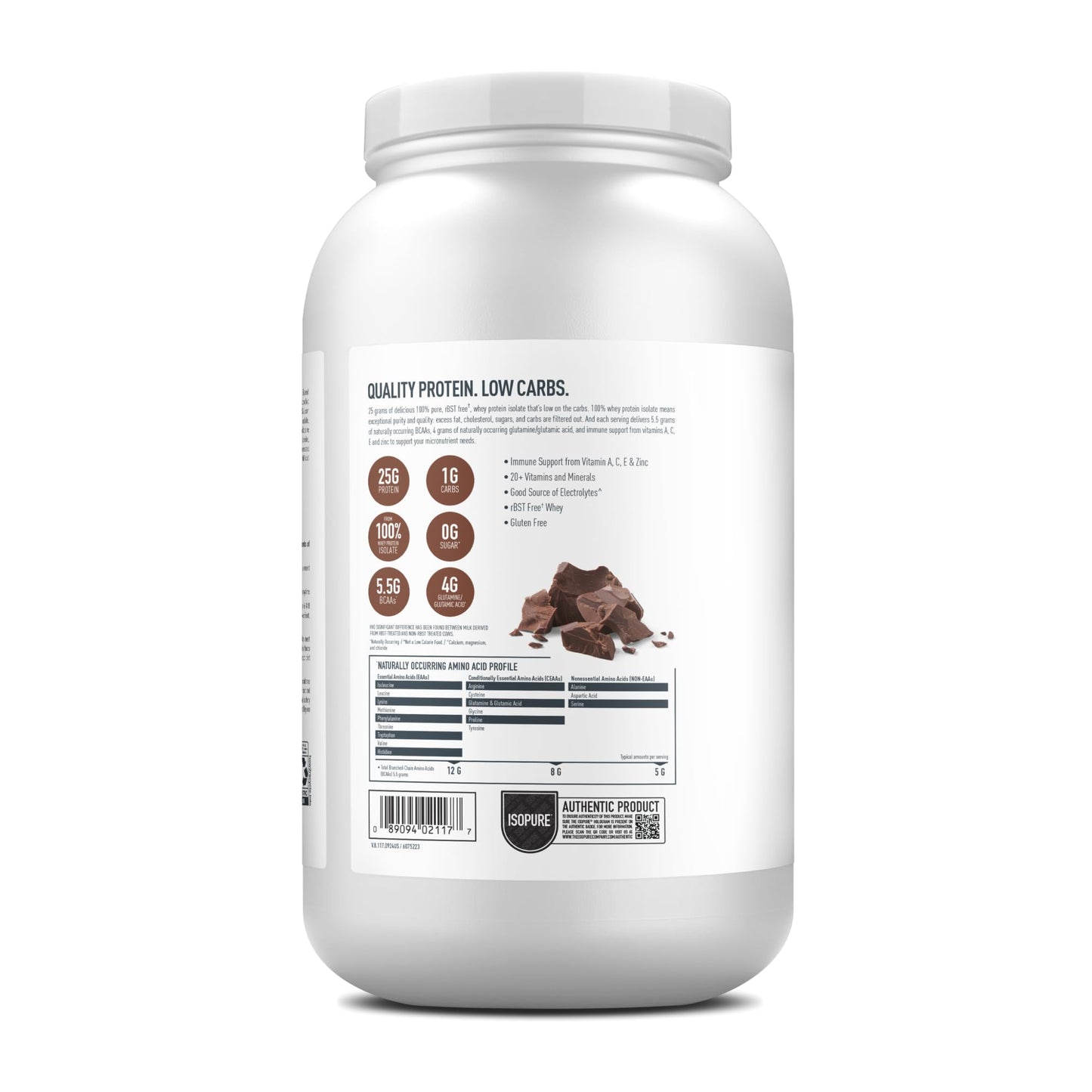Isopure Low Carb 100% Pure Whey Isolate Protein Powder, Lactose Free, Gluten Free, With Vitamins, Dutch Chocolate, 25g Protein Per Serving, 3.07 Lbs, 41 Servings (Packaging May Vary) - Medaid International