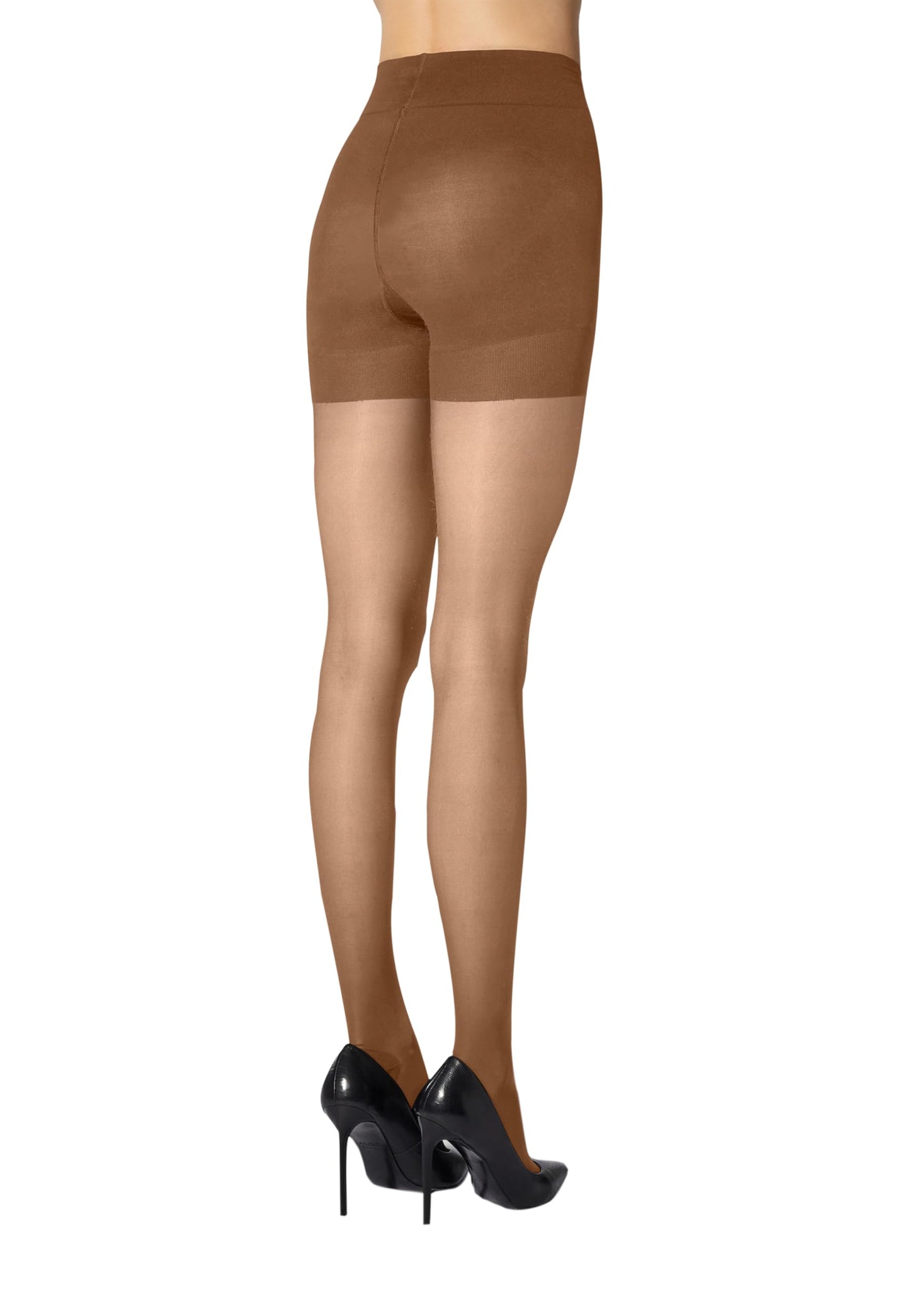 Wolford Miss W 30 Push-Up Tights for Women Knitted-In Shaping Pushup Effect Strong Leg Support Sustainable Dye Sheer Hosiery Brown Sun-tan Brown Medium - Medaid International