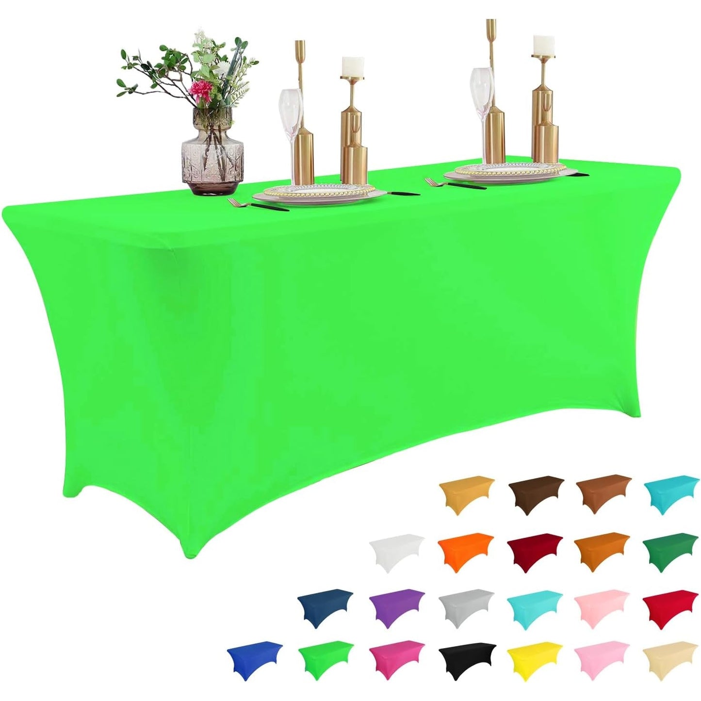 2 Pack 6FT Table Cloth for Rectangular Fitted Events Stretch Black Table Covers Washable Table Cover Spandex Tablecloth Table Protector for Party, Wedding, Cocktail, Banquet, Festival - Medaid International