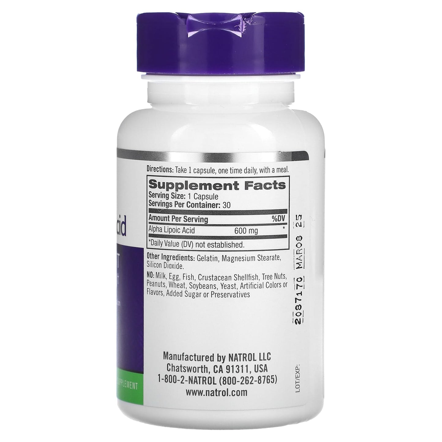 Natrol, Alpha Lipoic Acid, 600 mg, 30 Capsules - Medaid International
