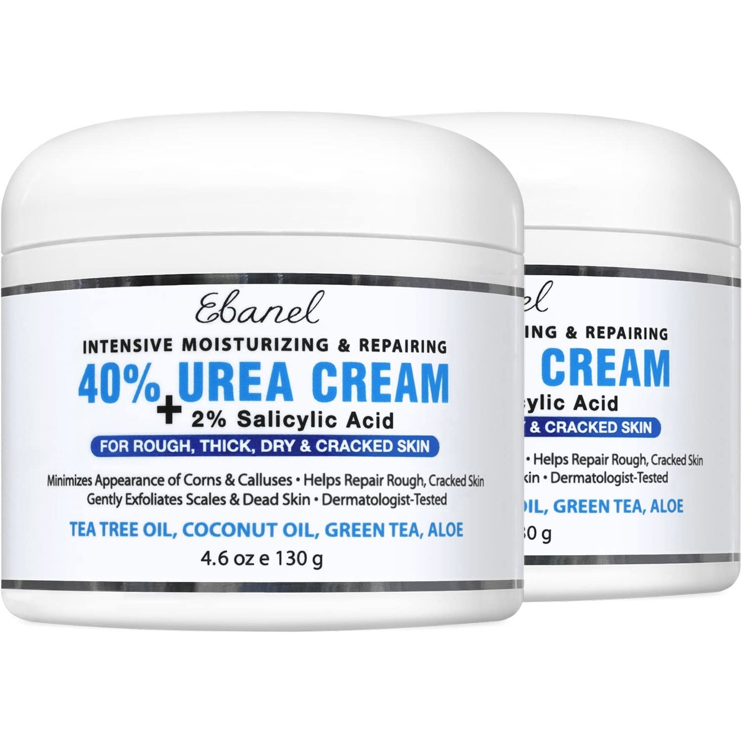 Ebanel Urea Cream 40% plus Salicylic Acid 2%, Foot Cream for Dry Cracked Heels Feet Knees Elbows Hands, Foot Dead Skin Cuticle Callus Remover Toenail Softener, Keratolytic Skin Barrier Repair Cream - Medaid International