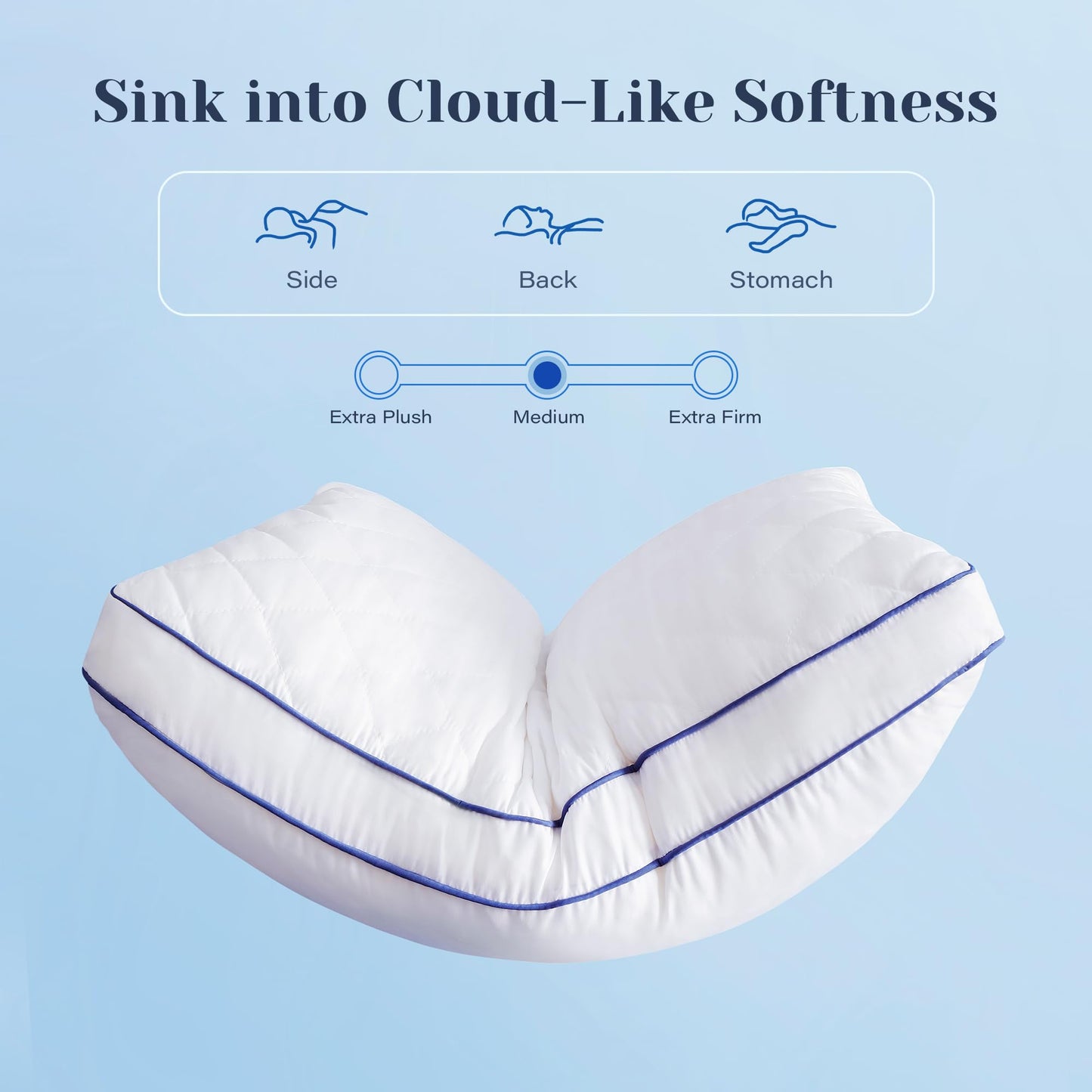 Mosluna Shredded Memory Foam Pillows Queen Size Set of 2, Soft Bed Pillow for Side and Back Sleepers, Medium Firm Pillows 2 Pack with Gusset(20"x30") - Medaid International