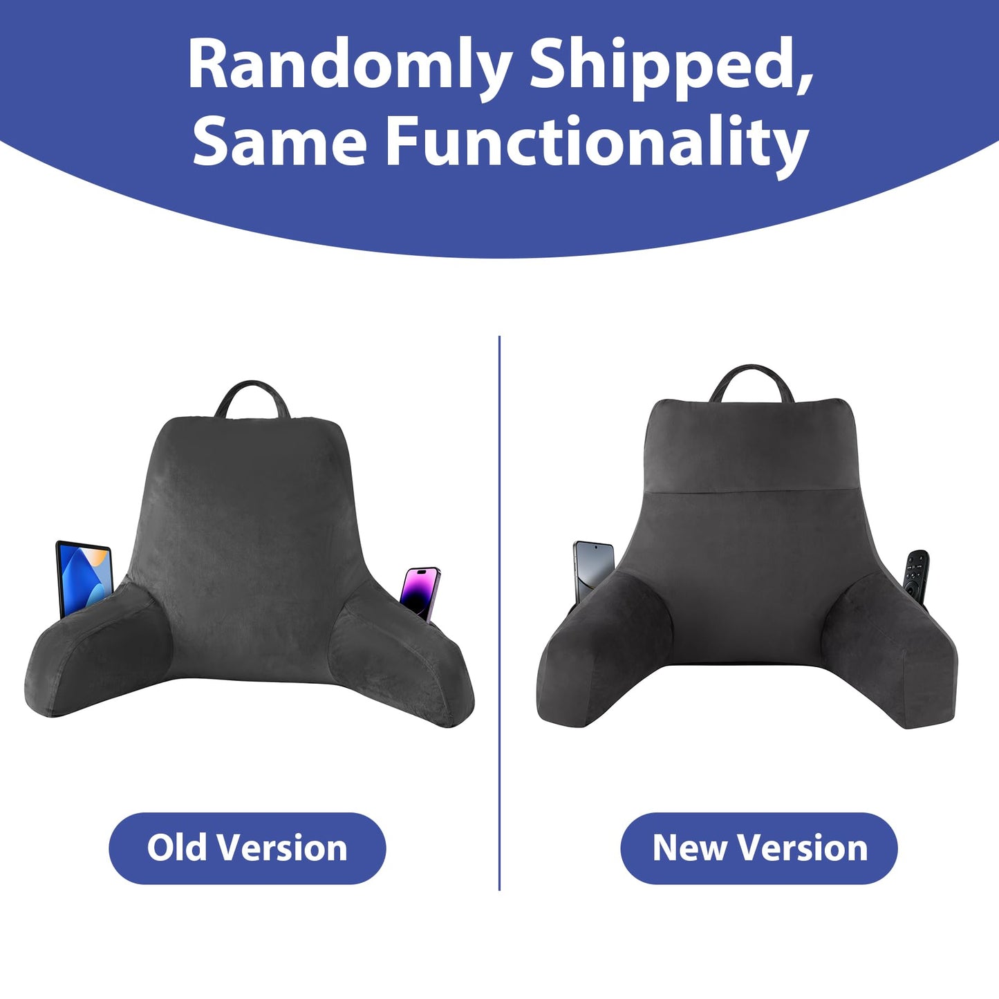 IPYNBAP Back Pillow for Bed Sitting up, Reading Pillow for Sitting in Bed Adult, Back Support Pillow, Memory Foam Sit up Lounge Backrest Pillow with Arms for TV, Couch, Chair, Dorm, 18 Inch, Grey - Medaid International