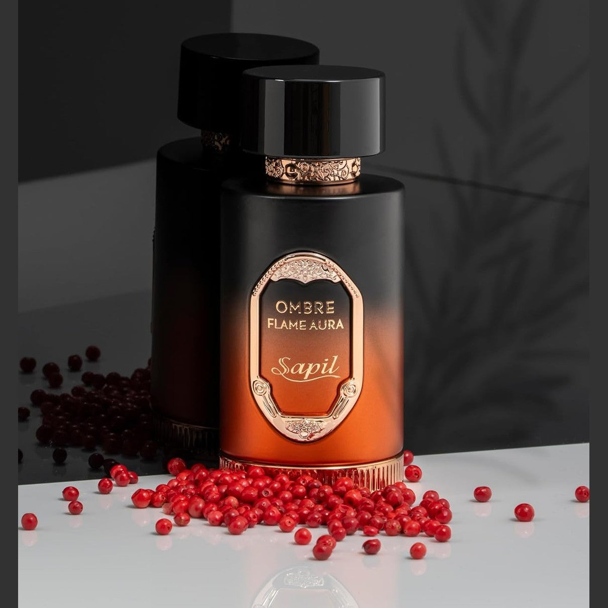 Sapil Ombre Flame Aura Unisex Eau De Parfum - Spiced Oud, Vanilla, Tonka & Amber - Long-Lasting Warm Woody Perfume - 3.38 oz - Medaid International