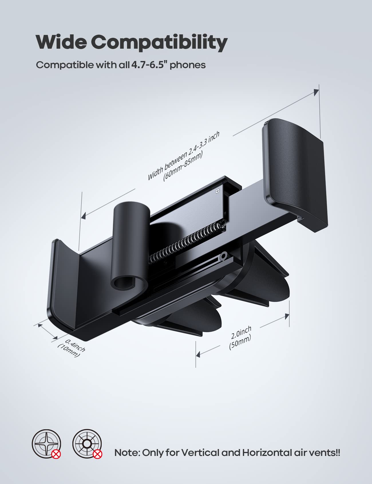 Lamicall Car Vent Phone Mount - Air Vent Clip Holder, Universal Stand Hands Free Cradle Compatible with Cell Phone 16 15 14 13 12 Mini 11 Pro Xs Max Xr X 8 7 6 6s Plus SE Smartphones Black - Medaid International