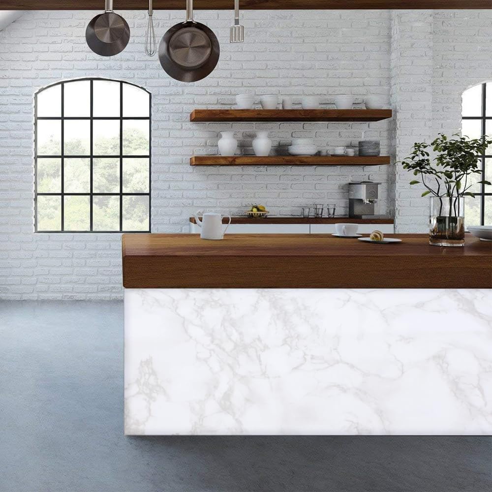 ROSEROSA Peel and Stick PVC Faux Marble Self-Adhesive Wallpaper Covering Counter Top Shelf Liner PGS408 (2.00 Feet X 6.56 Feet) - Medaid International