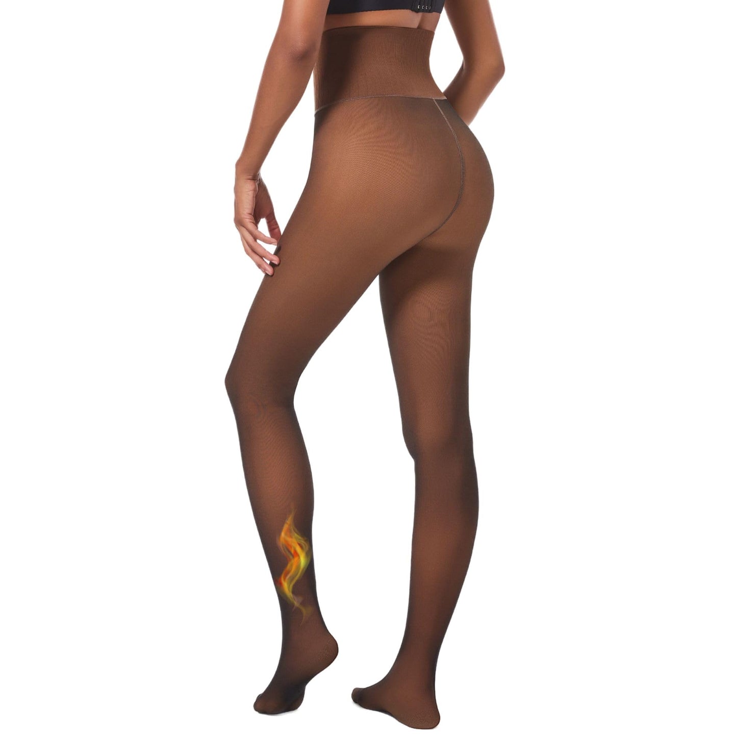 Soxbang Women Deep Skin Tone Fleece Lined Fake Translucent Tights,Pantyhose Thermal Tights High Waist Leggings for Winter-Large - Medaid International