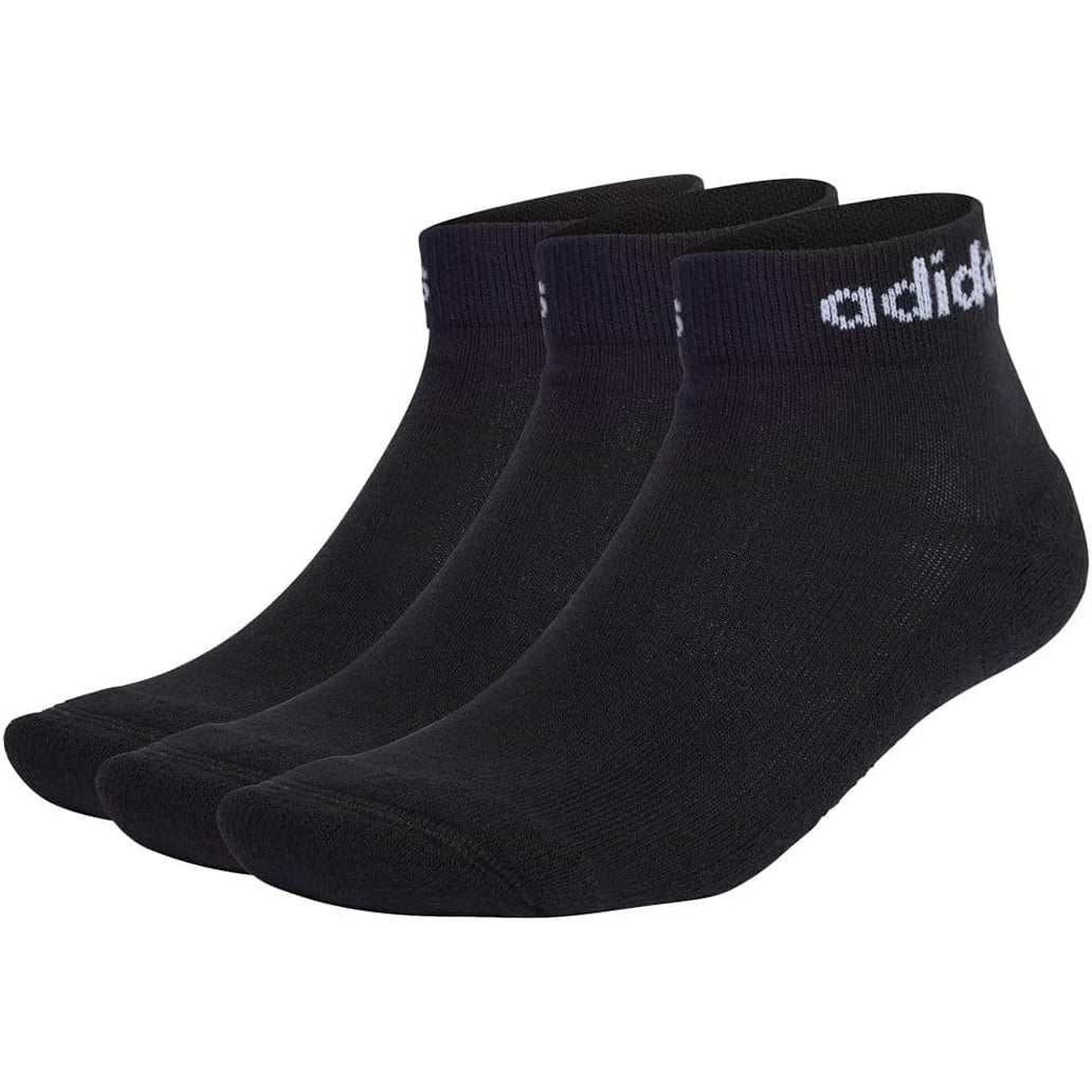 adidas Unisex Adults Linear Ankle Cushioned Socks 3 Pairs Socks - Medaid