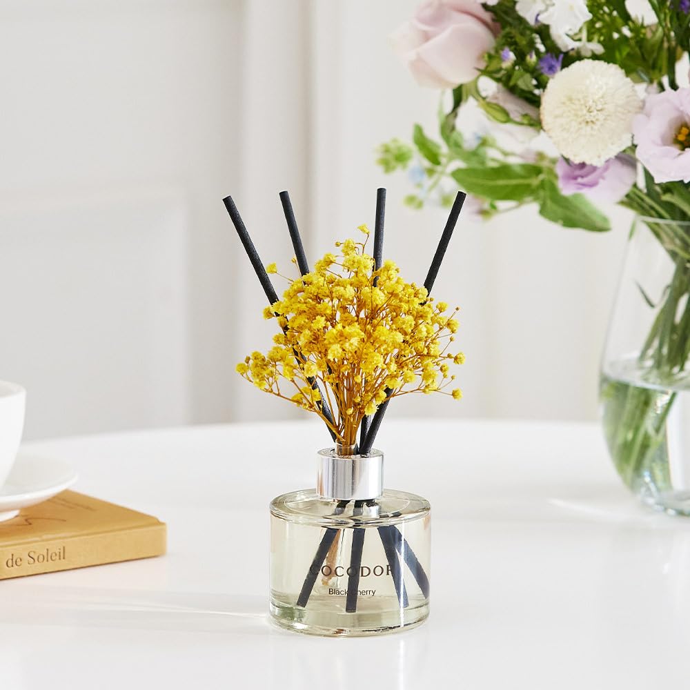 COCODOR Flower Reed Diffuser Set / 6.7oz / Lemon Eucalyptus/Scent Diffuser with Sticks Home Fragrance Reed Diffuser for Bathroom Shelf Decor - Medaid International