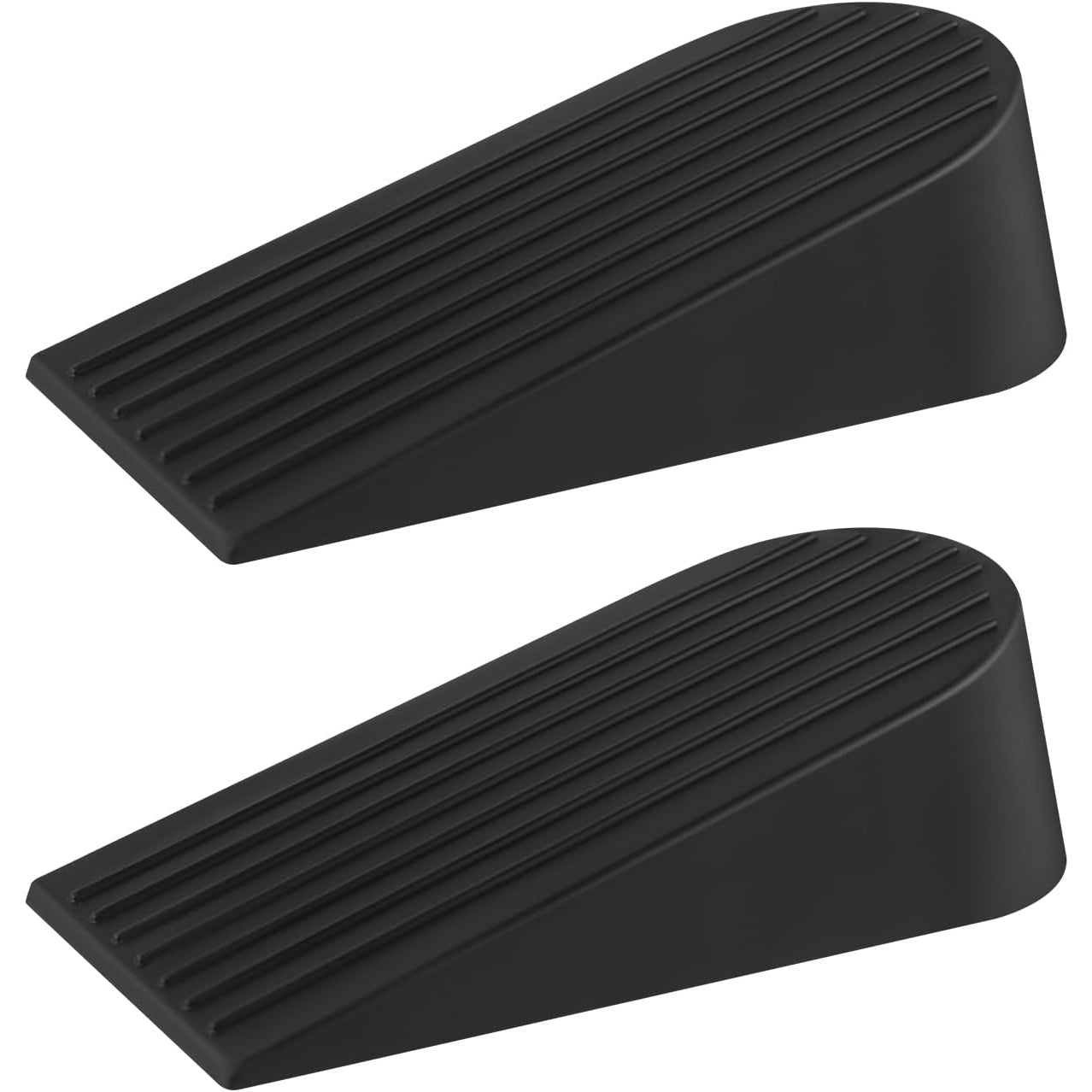 Door Stoppers for Bottom of Door on Floor, Premium Rubber Door Stopper Wedge, Floor Sturdy Stackable Door Stops for Carpet Heavy Duty Door, Door Gaps (Black, 2 Pack) - Medaid International