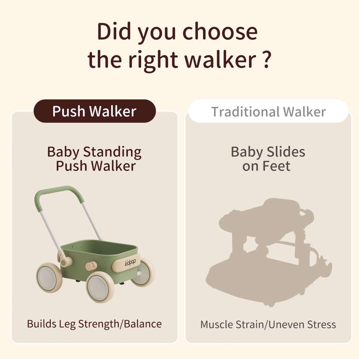 PULA Baby Push Walker with Wheels Toddler Wagon for First Learner Baby Toys 6-12 Months, 1 Year Old Birthday Gifts, Indoors and Outdoors (Black) - Medaid International