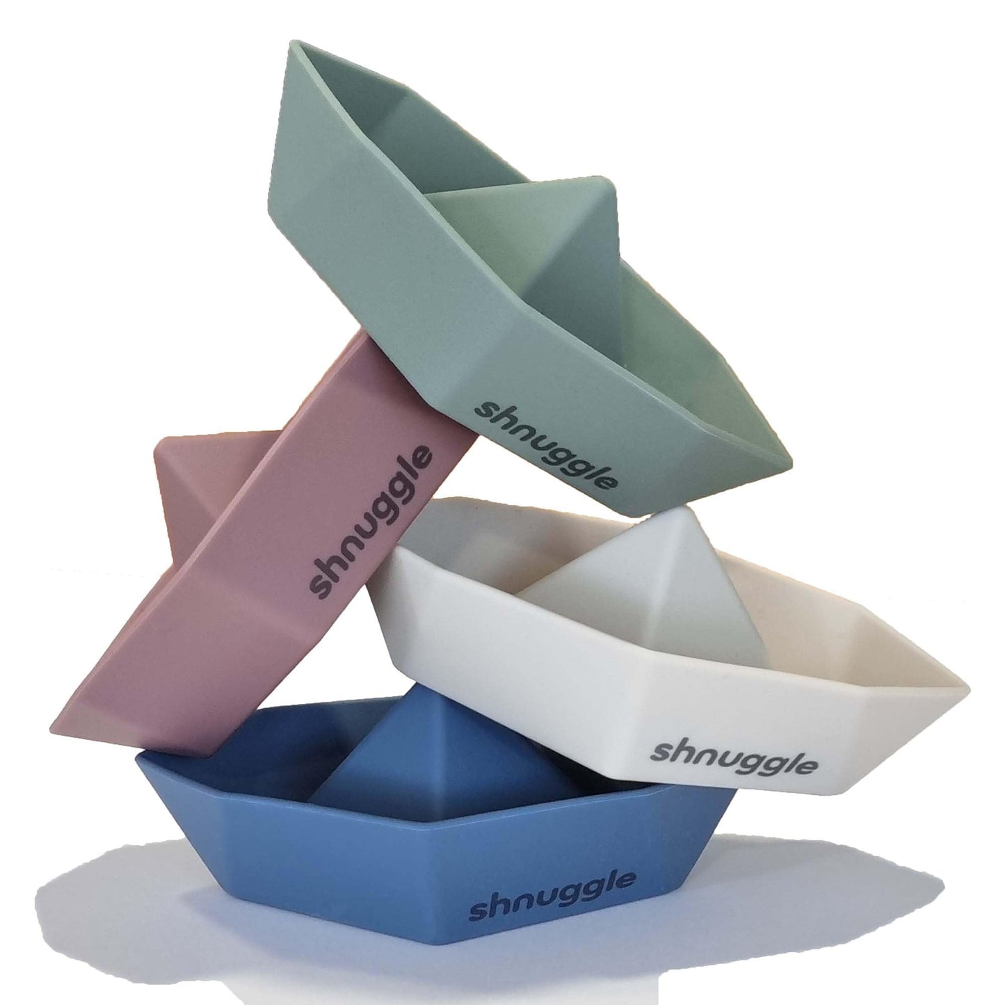 Shnuggle Stack n Sail Bath Boats | Set of 4 Silicone Bath Toys | Stackable Play Toys for Baby & Toddler - Medaid International