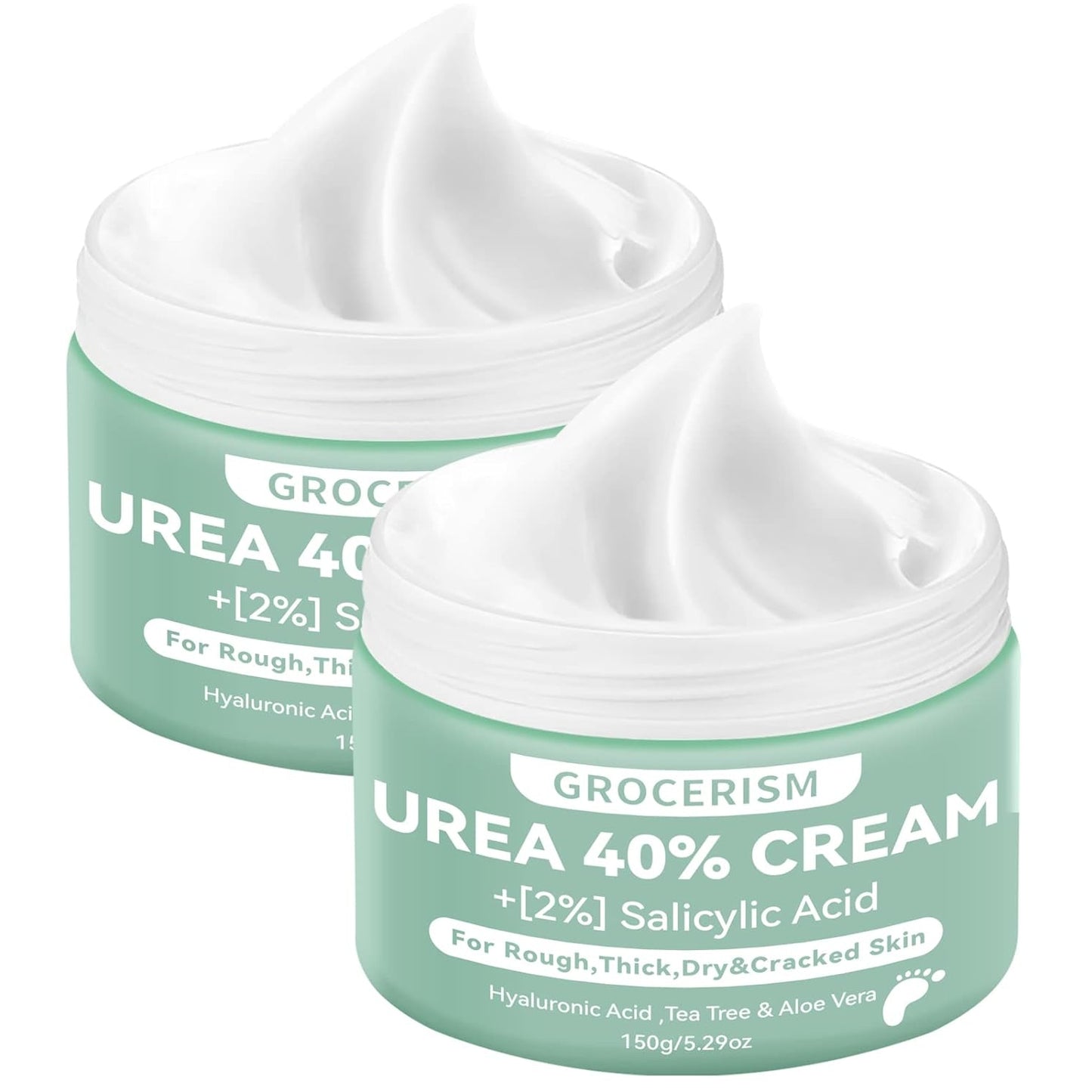 Urea Cream 40 Percent For Feet Plus 2% Salicylic Acid 5.29 oz || Foot Cream and Hand Cream Maximum Strength with Hyaluronic Acid,Tea Tree,and Aloe Vera For Deep Moisturizes,Callus Remover - Medaid International