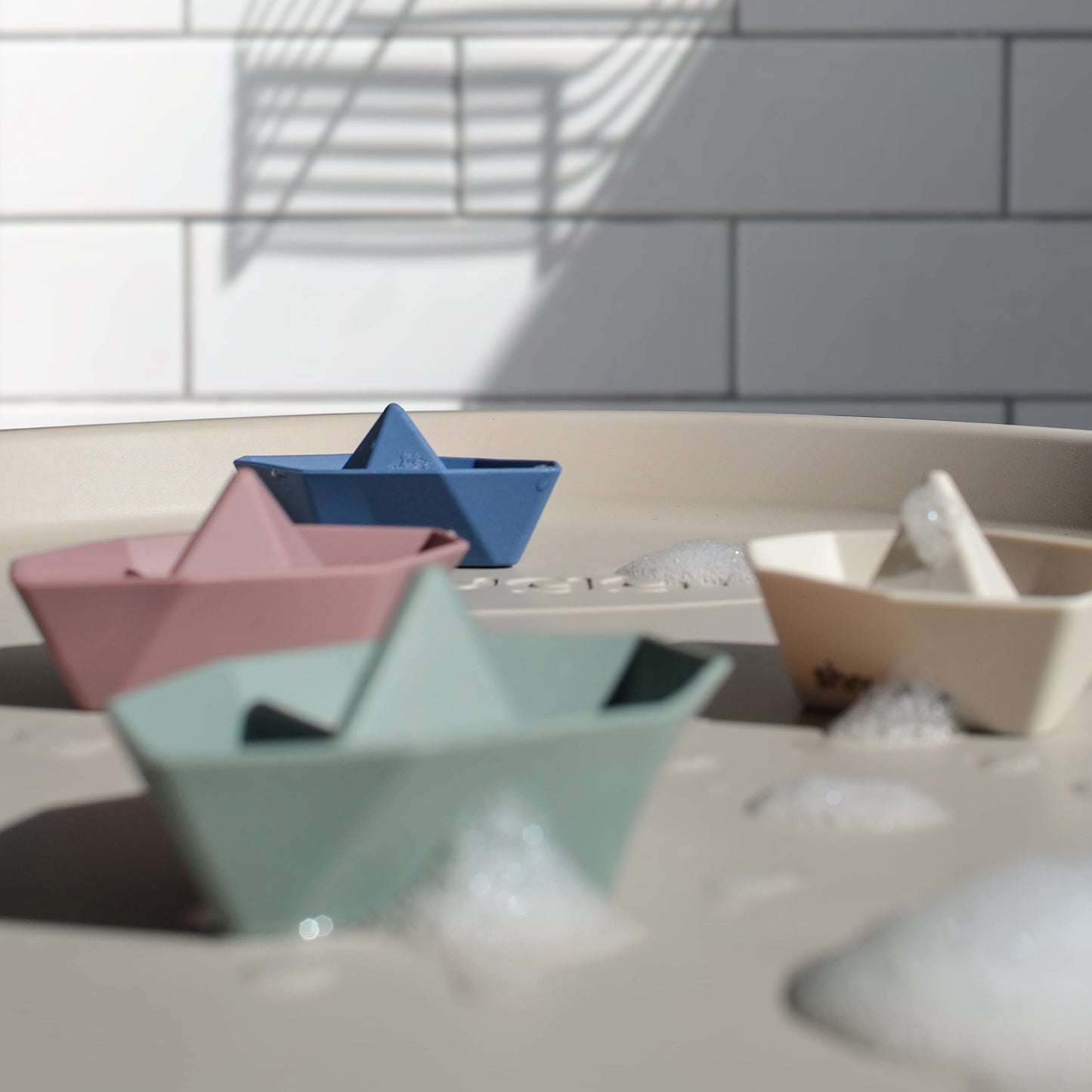 Shnuggle Stack n Sail Bath Boats | Set of 4 Silicone Bath Toys | Stackable Play Toys for Baby & Toddler - Medaid International